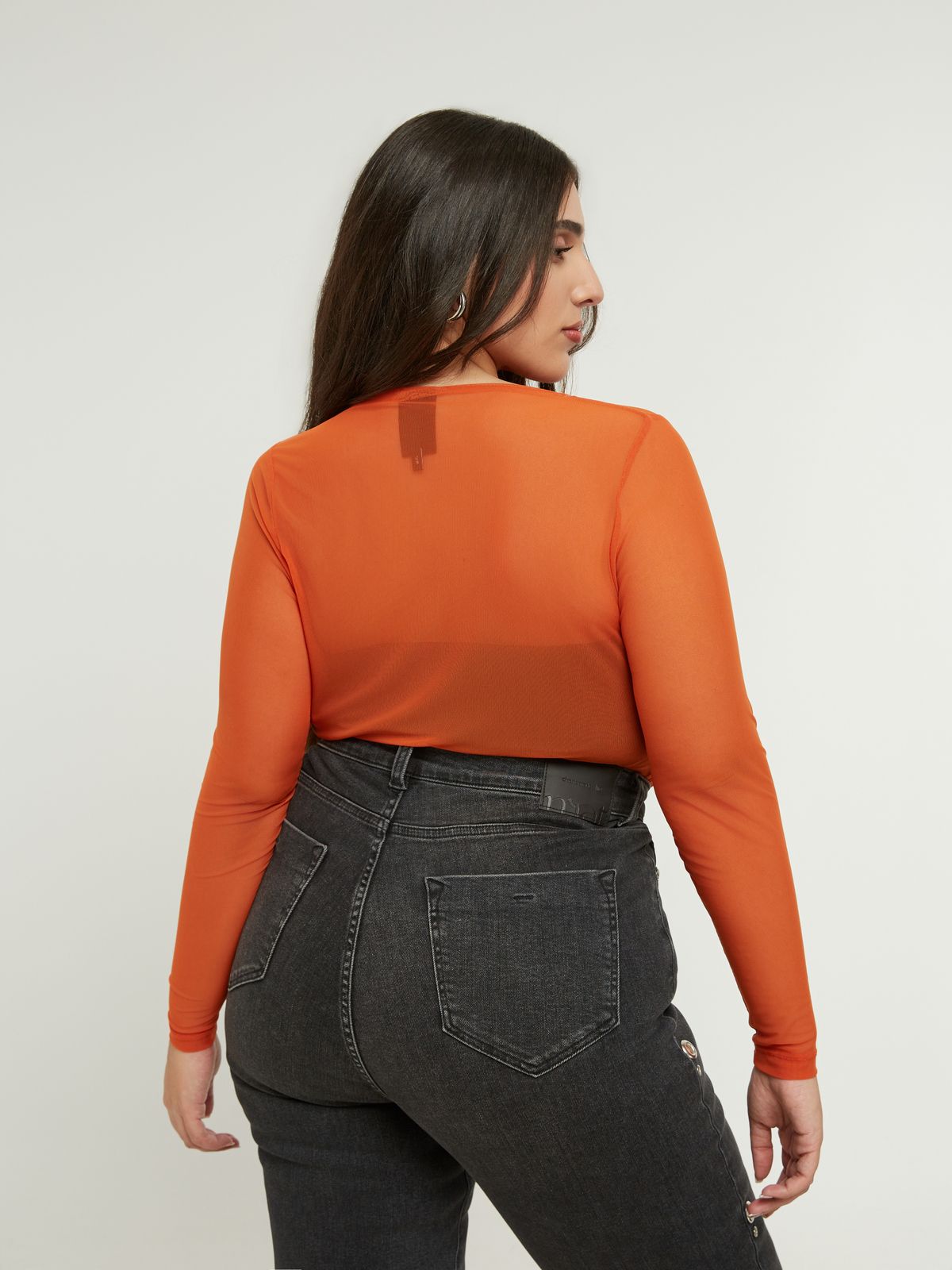 Mesh long-sleeve top