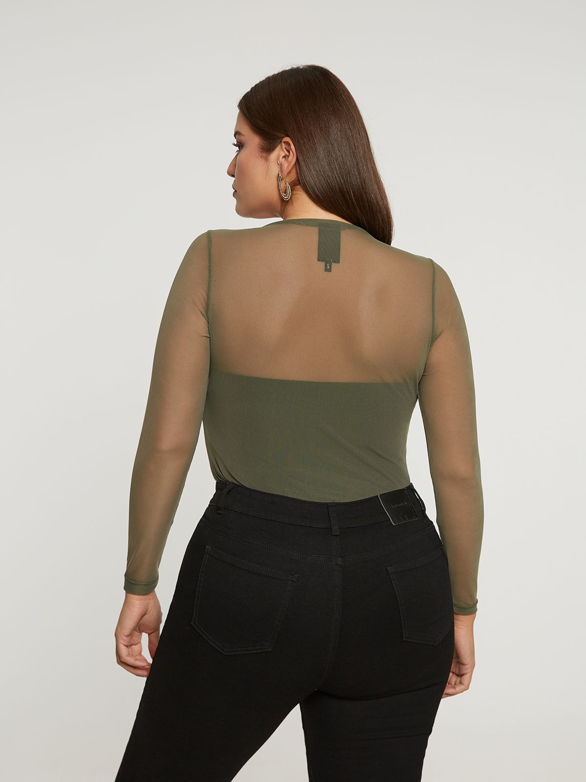 Mesh long-sleeve top