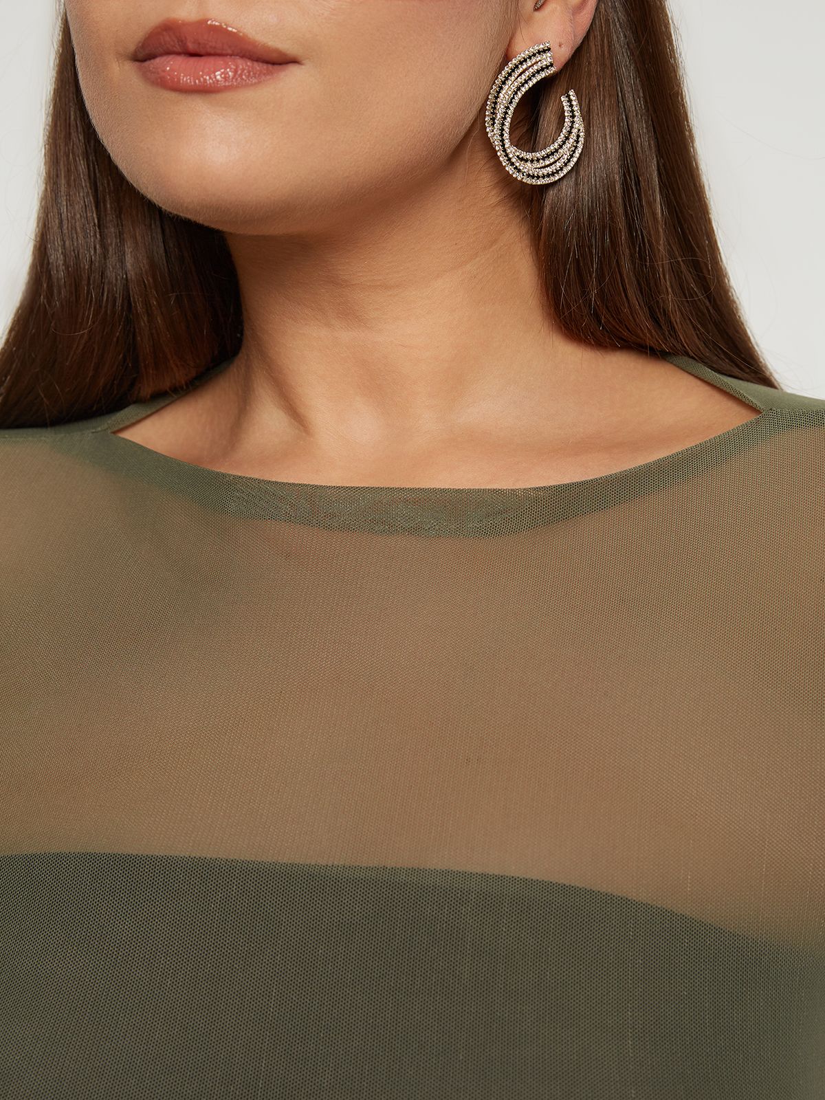 Mesh long-sleeve top
