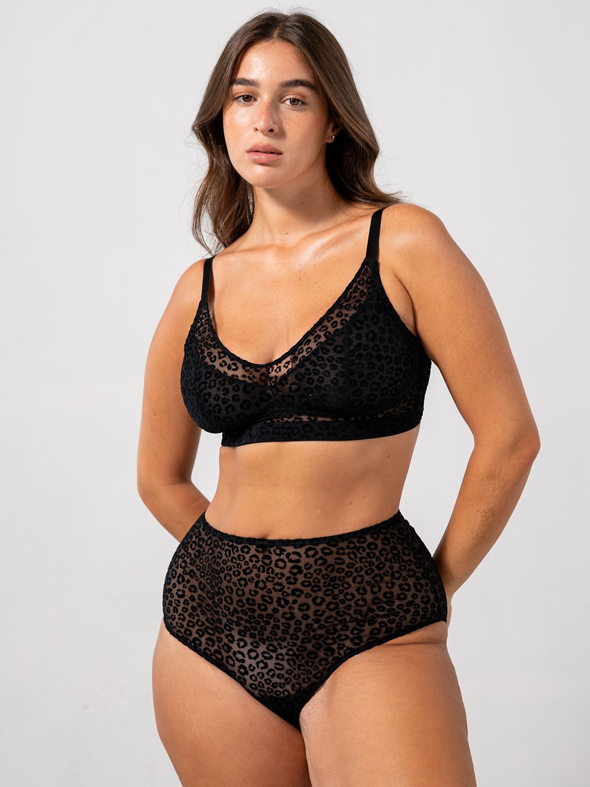 Mesh Support+ Bralette Black Leopard