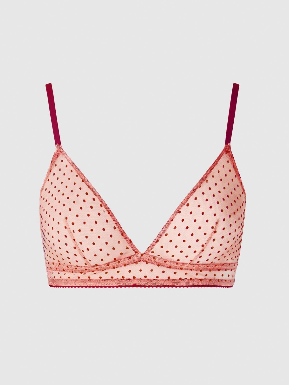 Mesh Triangle Bralette Pale Pink/Burgundy