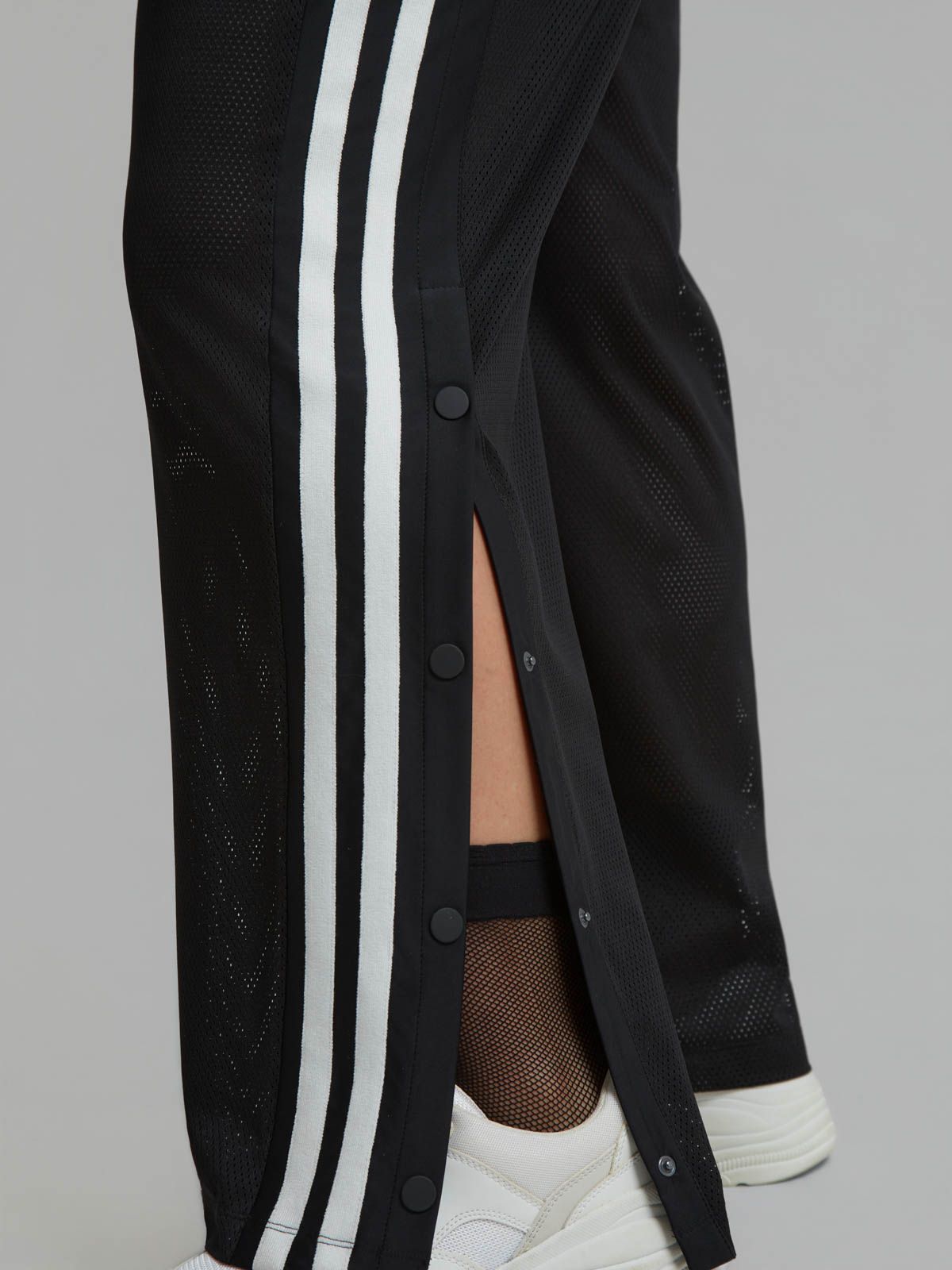 Mesh wide-leg pants with side stripe detail