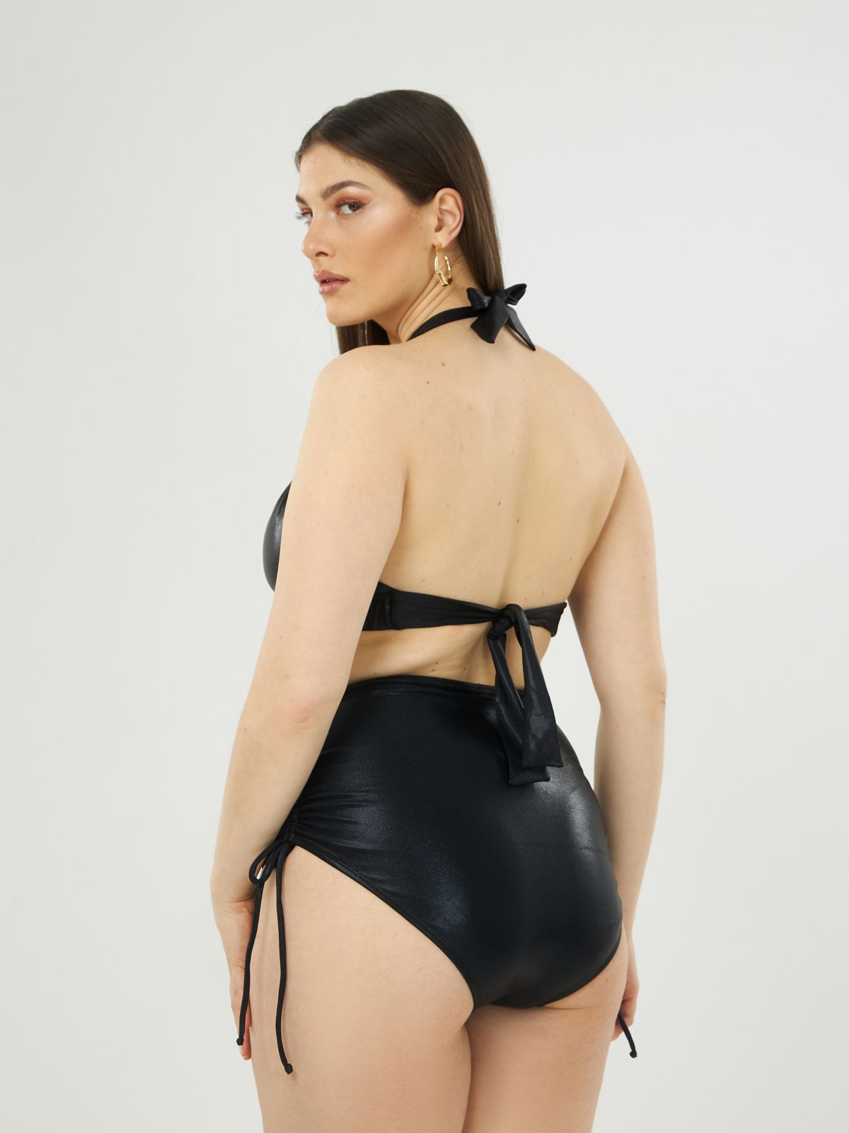 Metallic tie side bikini bottom 