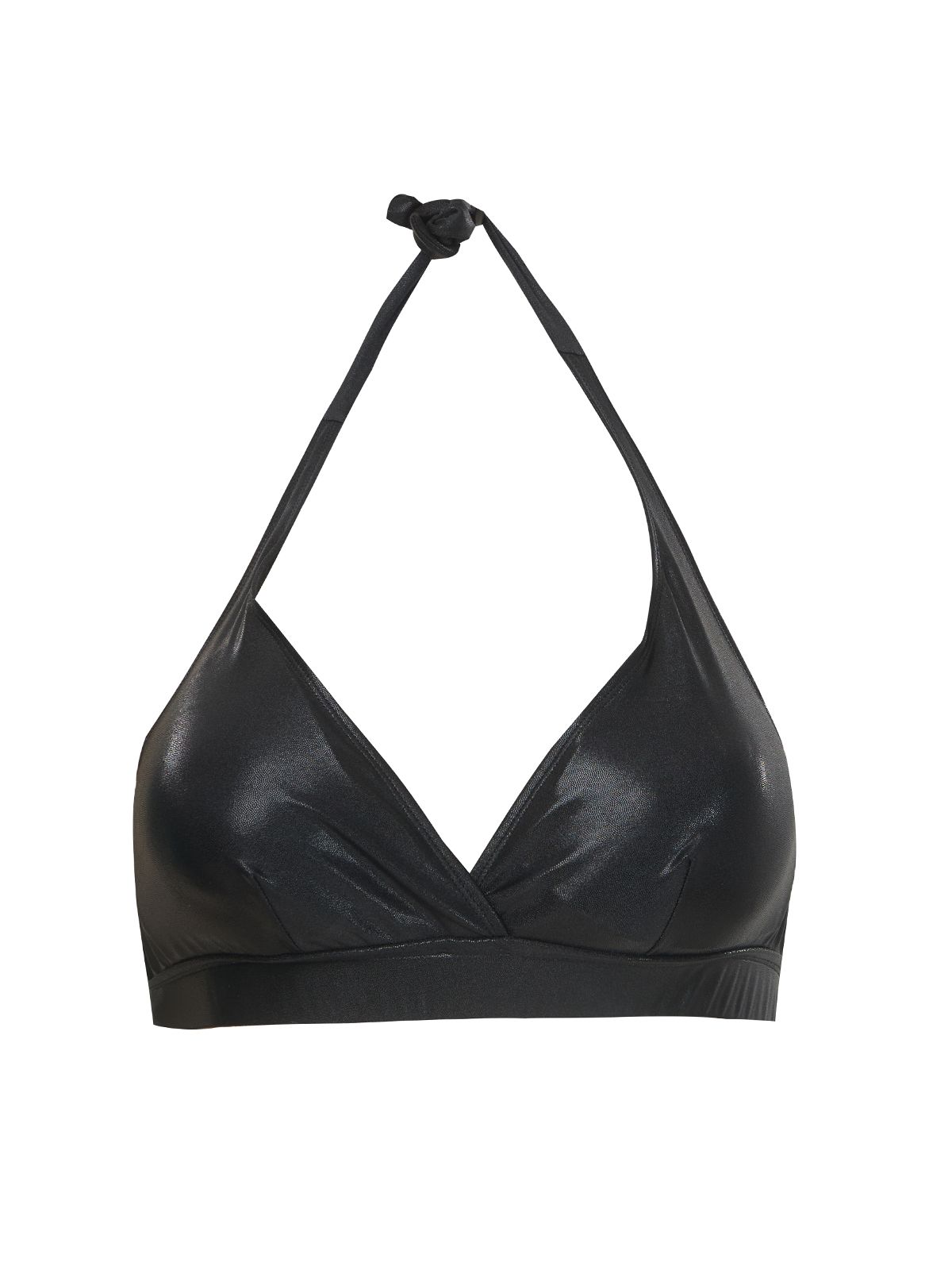 Metallic triangle padded bikini top