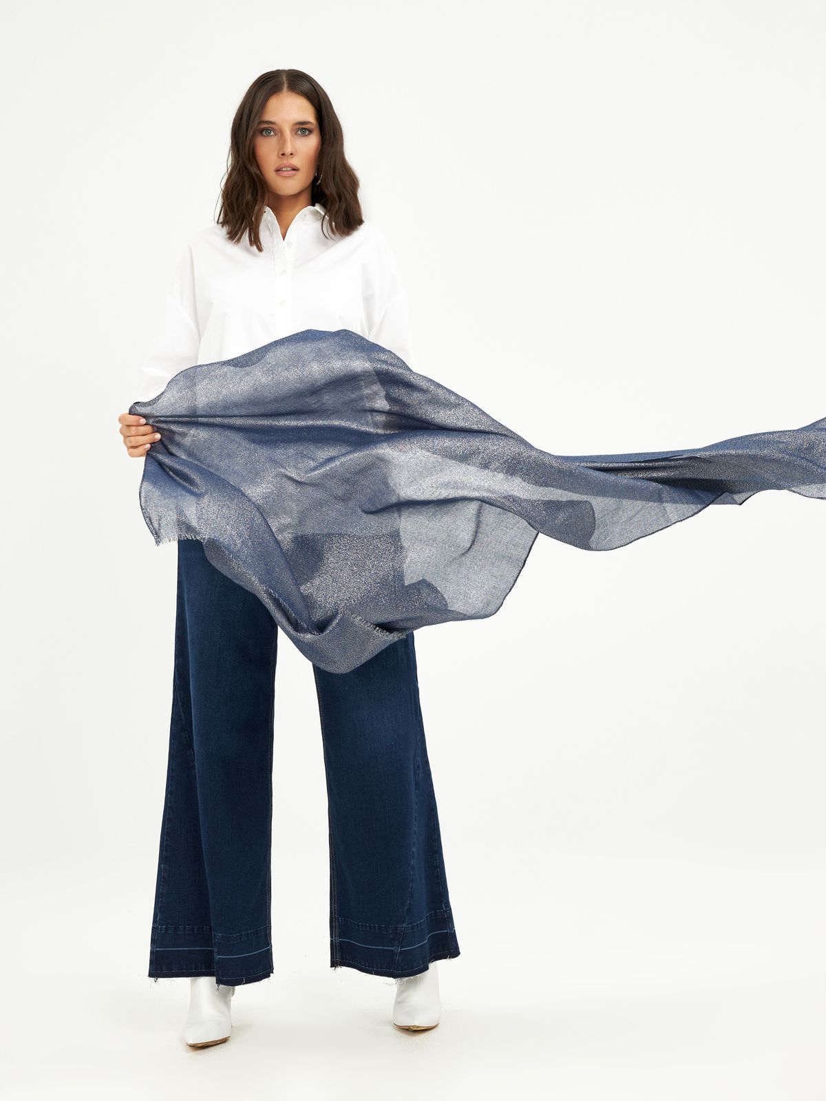Metallic viscose shawl