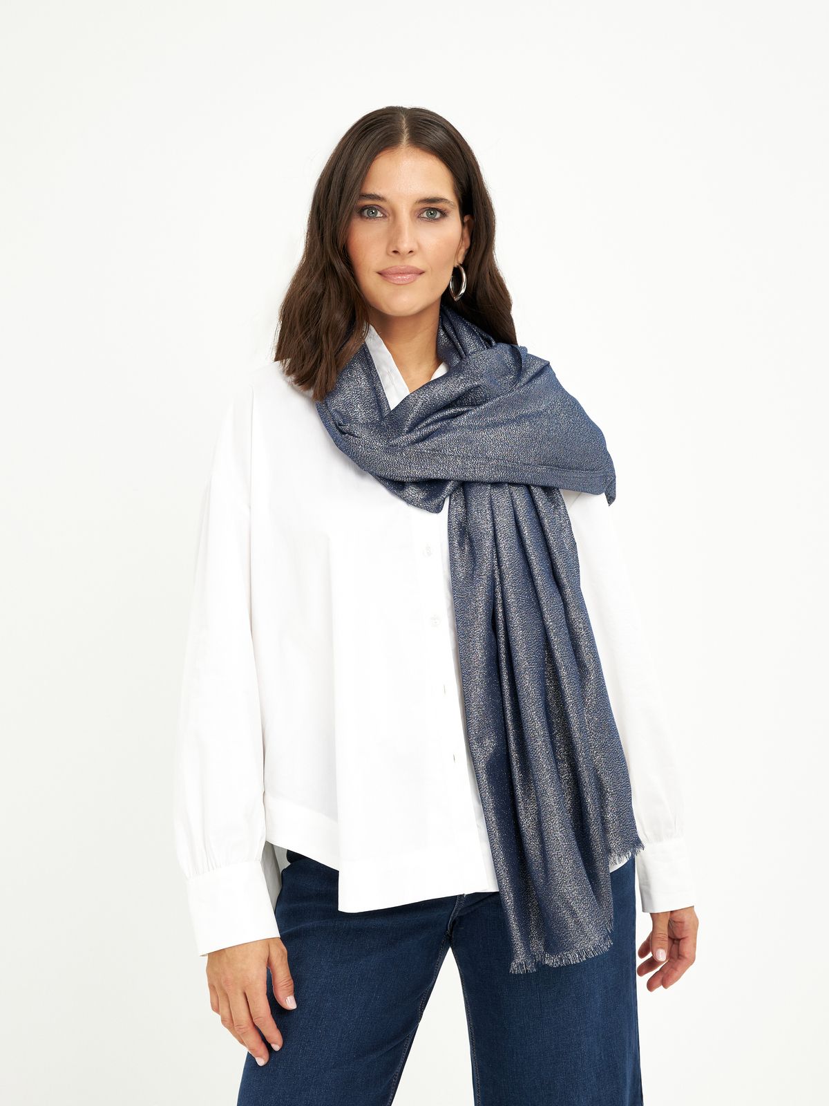 Metallic viscose shawl