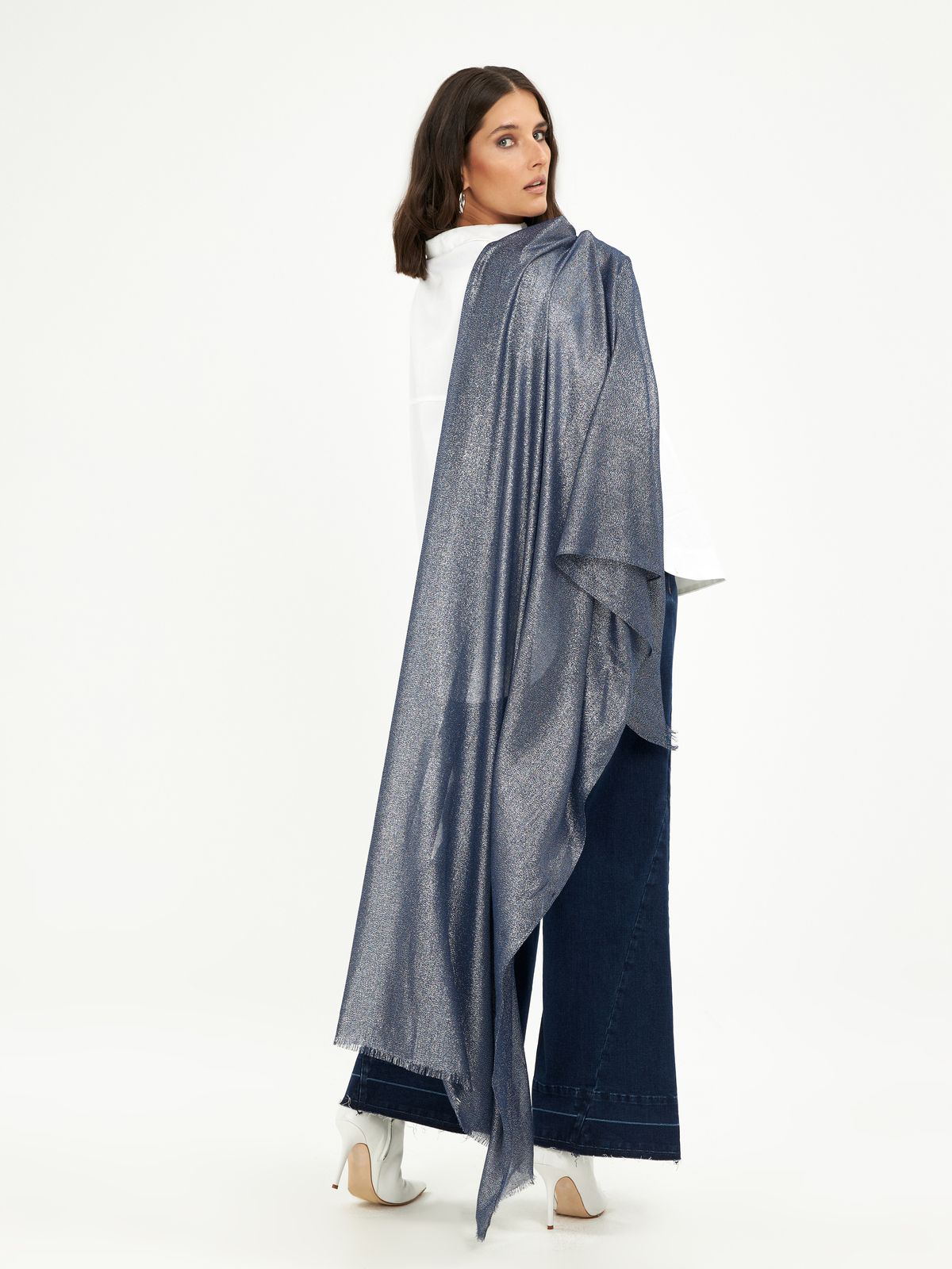 Metallic viscose shawl