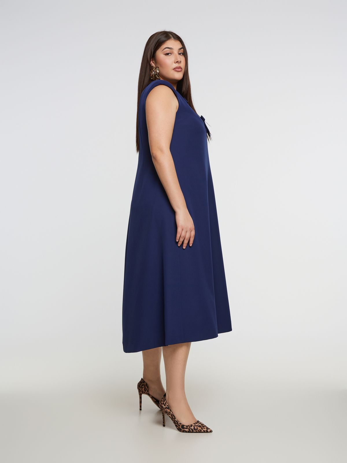 Midi A-line dress with bow details