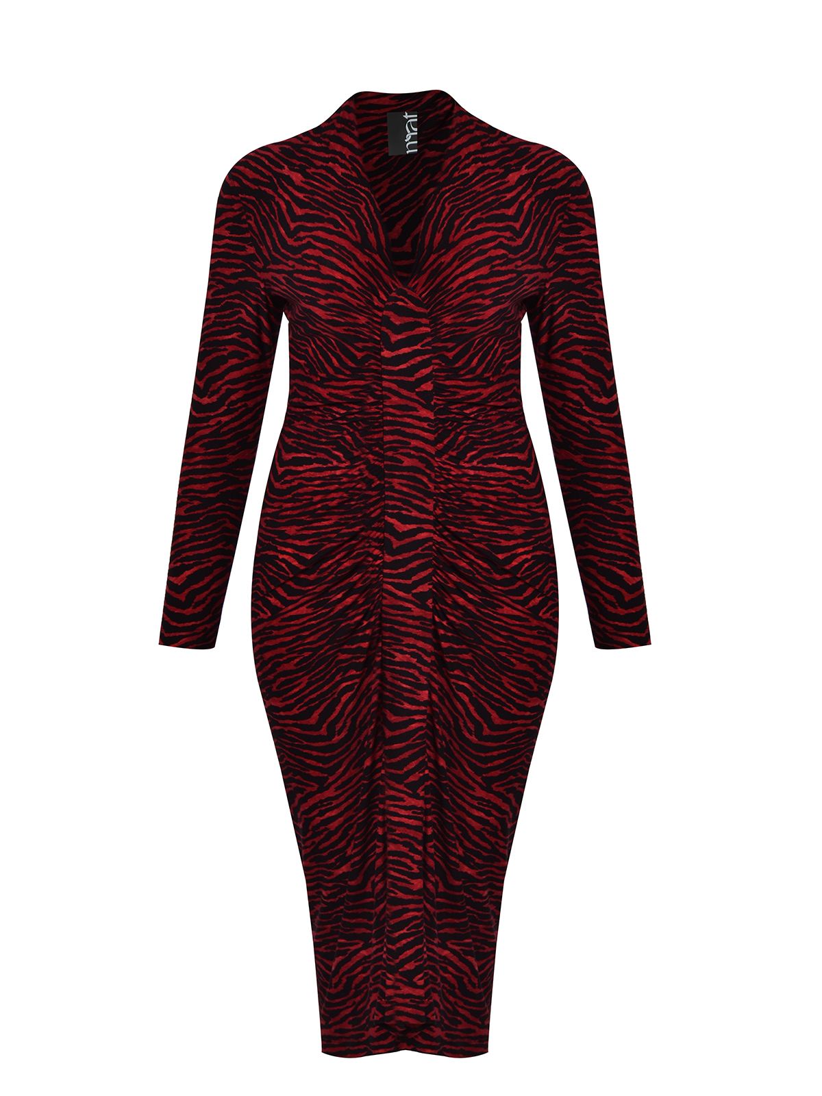 Midi V-neck dress in zebra print