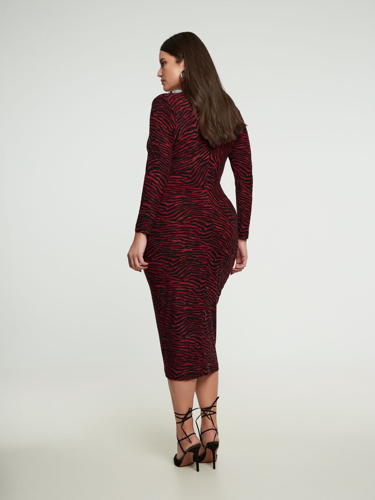 Midi V-neck dress in zebra print