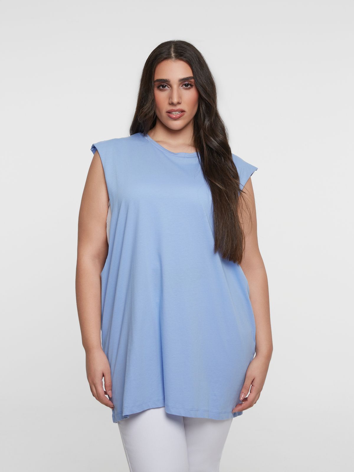 Sleeveless basic cotton tunic top