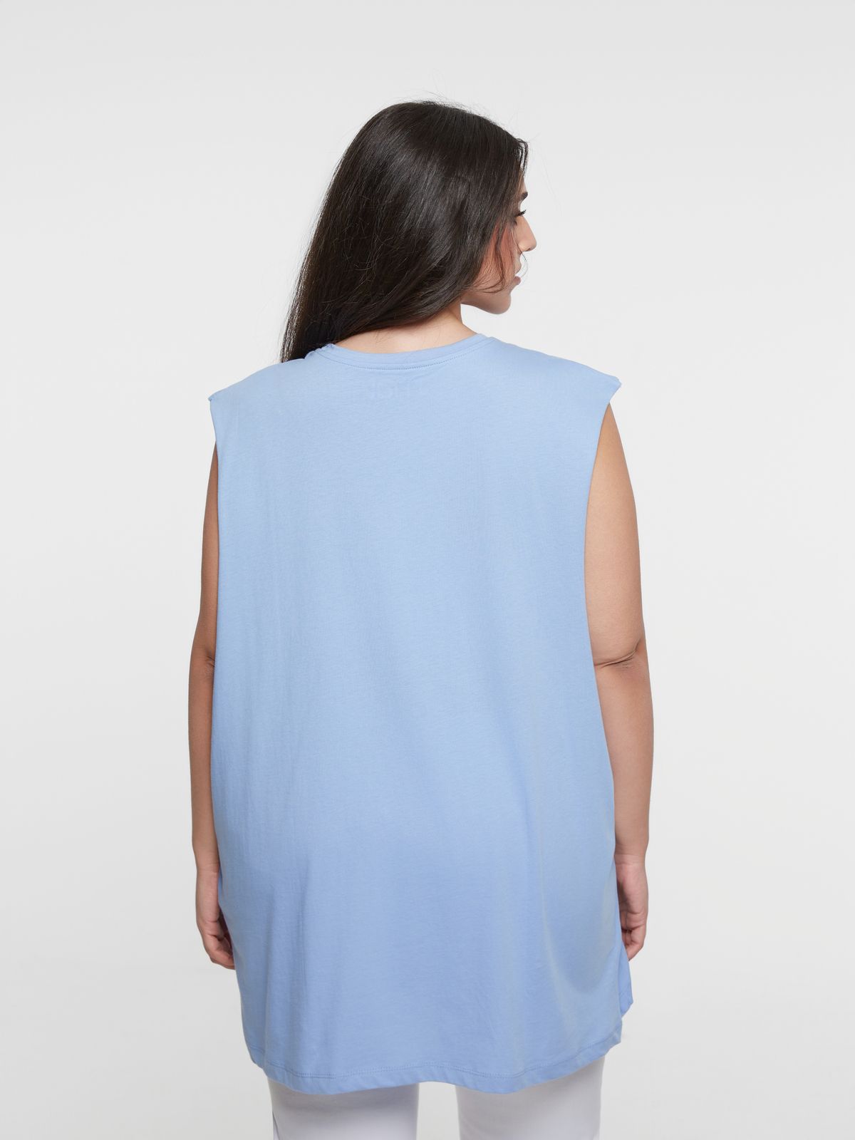 Sleeveless basic cotton tunic top