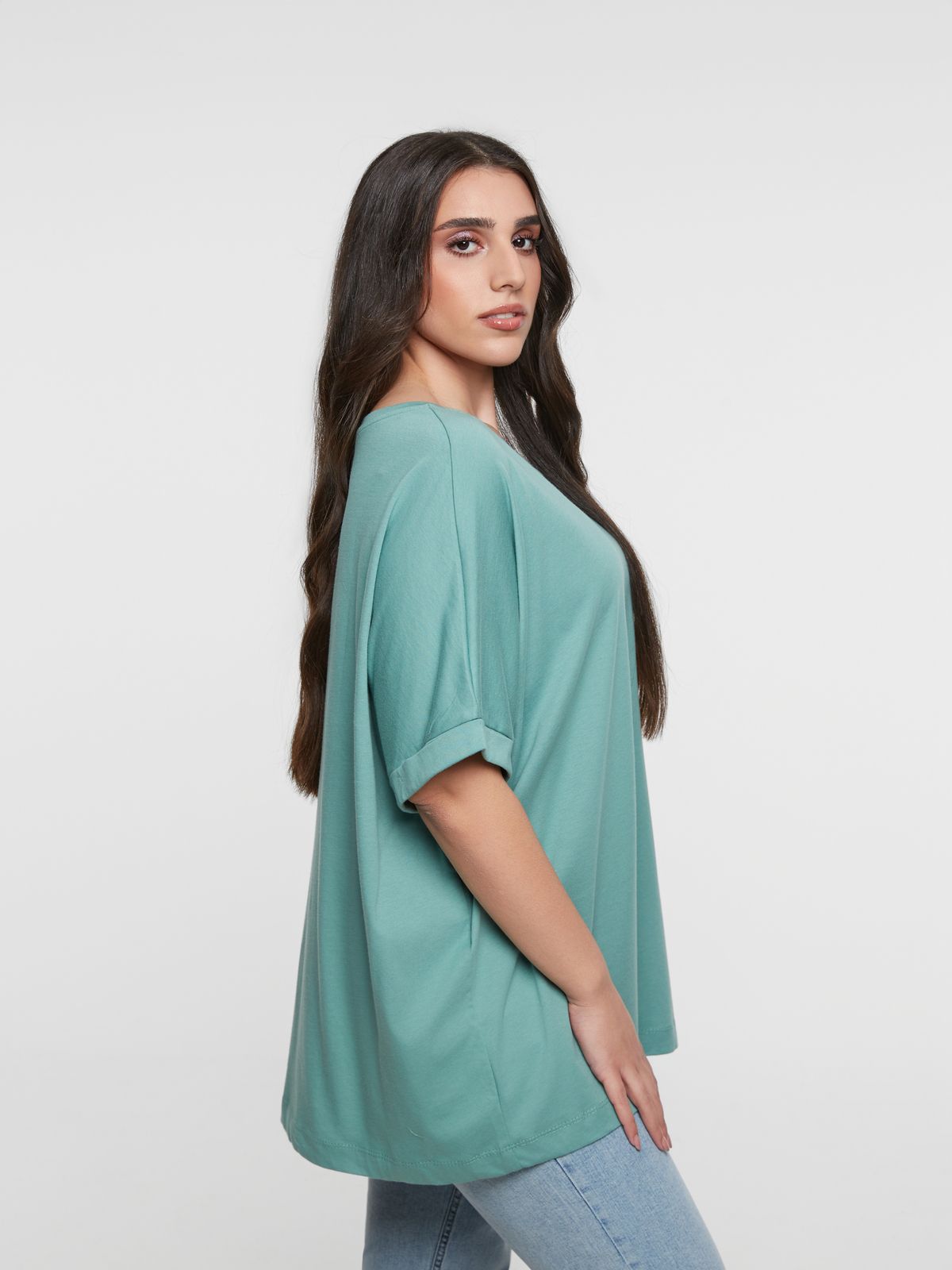 Relaxed fit cotton t-shirt with split hem