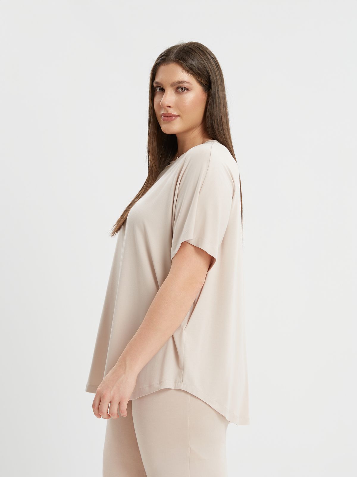 Oversized curved hem bamboo t-shirt