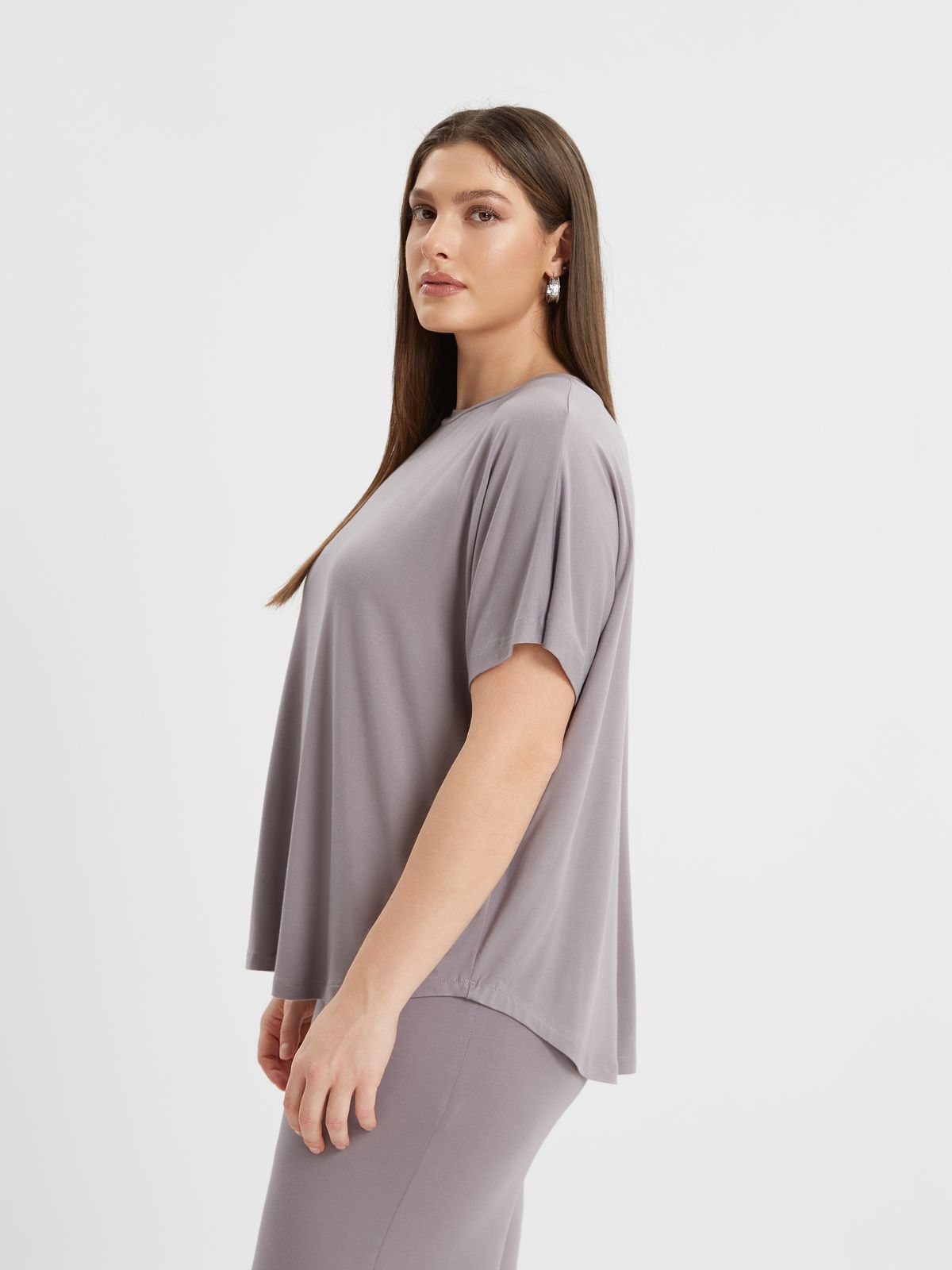 Oversized curved hem bamboo t-shirt