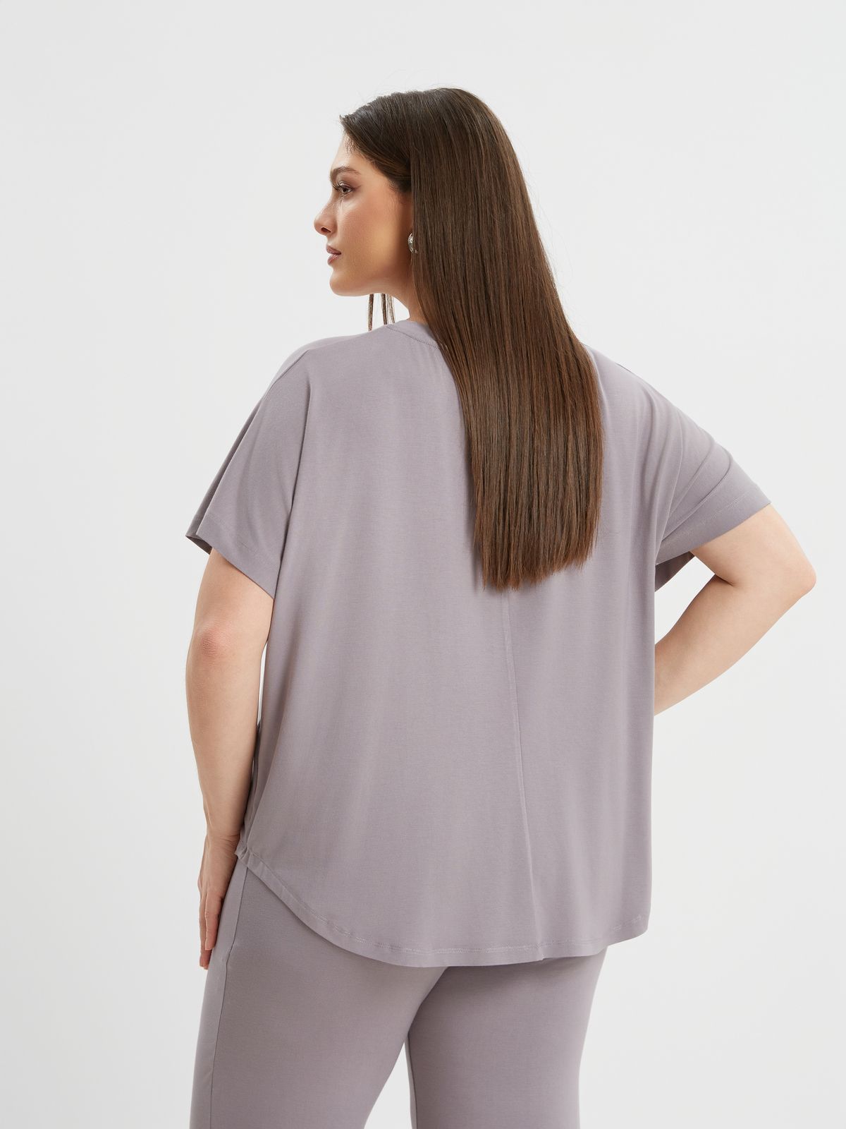 Oversized curved hem bamboo t-shirt