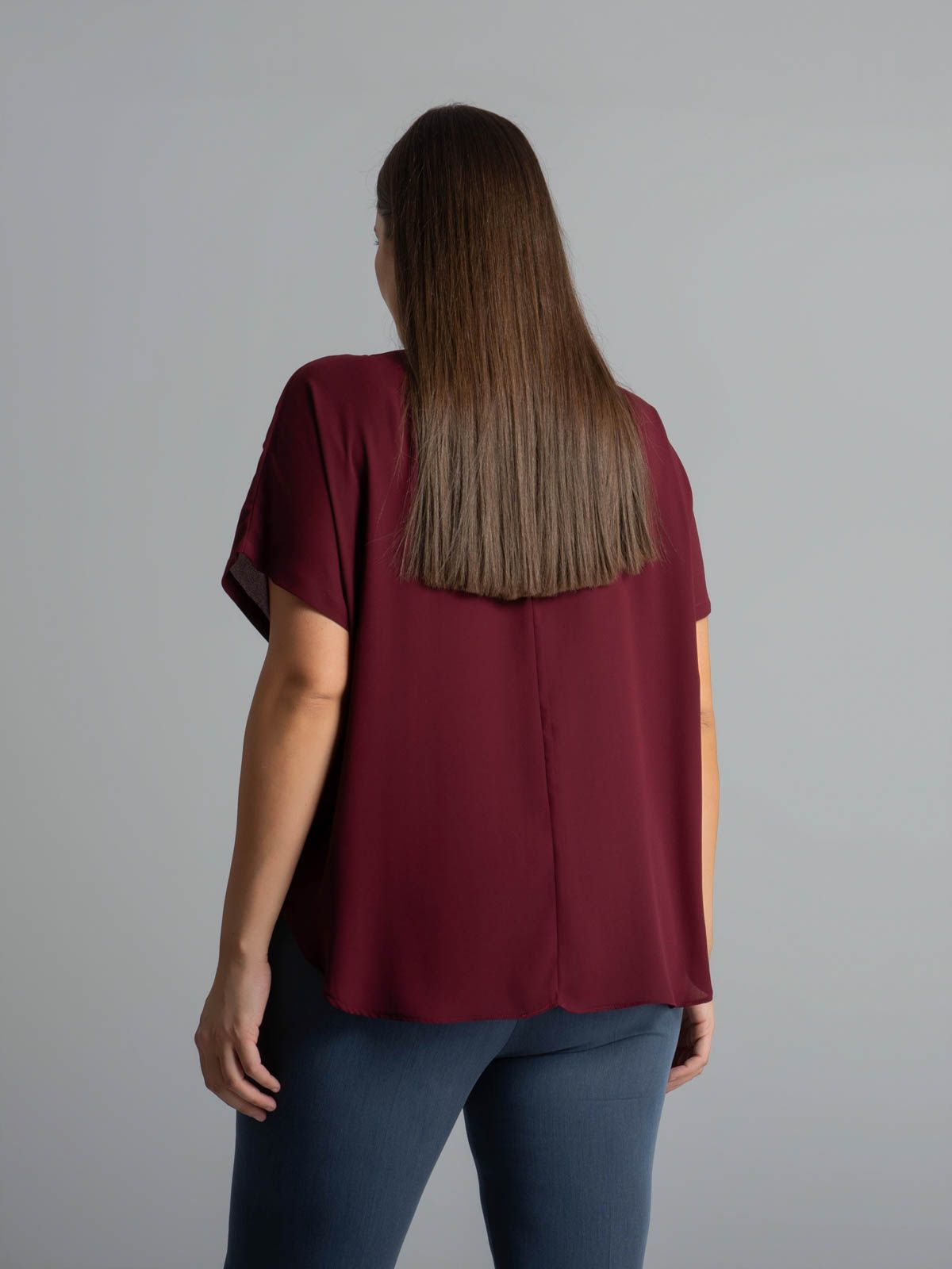 Crepe boat-neck top