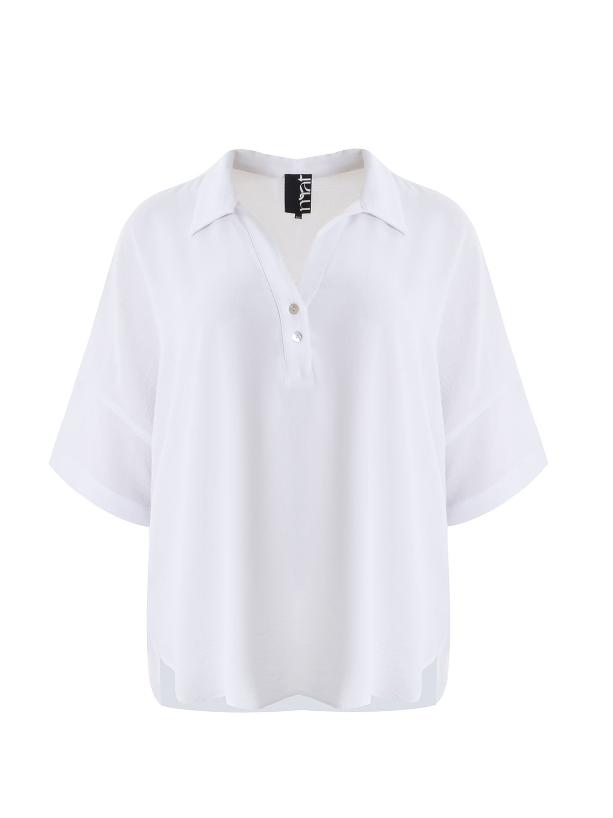 Airwashed crepe blouse with point collar