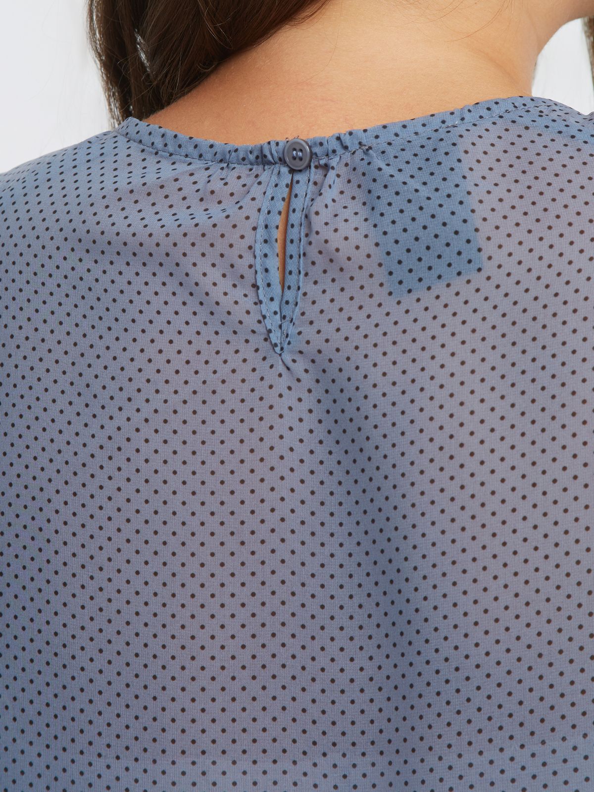 Sheer polka-dot chiffon blouse with balloon sleeves