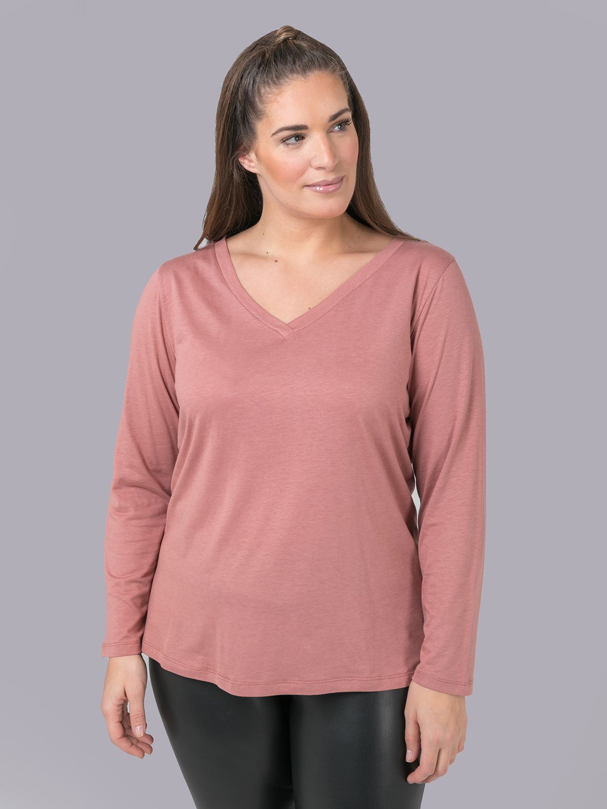 ΜΠΛΟΥΖΑ MODAL ΜΕ V ΜΑΚΡΥ ΜΑΝΙΚΙ DARK PINK