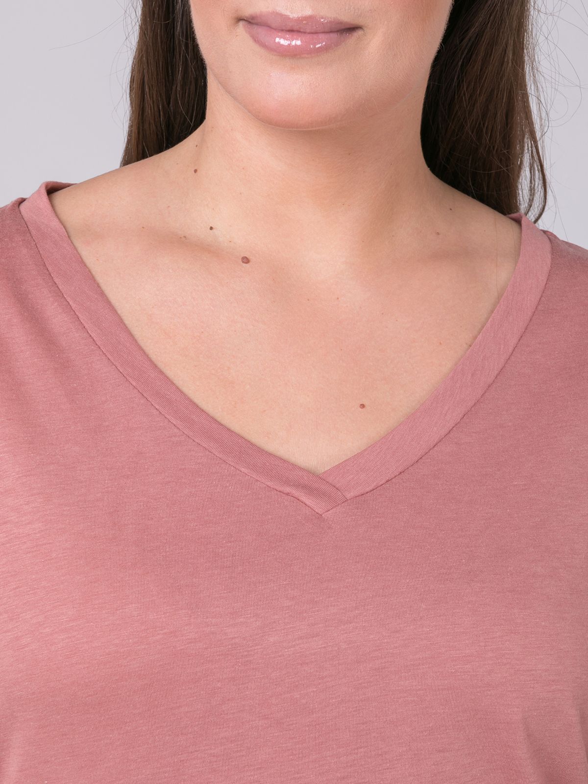 ΜΠΛΟΥΖΑ MODAL ΜΕ V ΜΑΚΡΥ ΜΑΝΙΚΙ DARK PINK