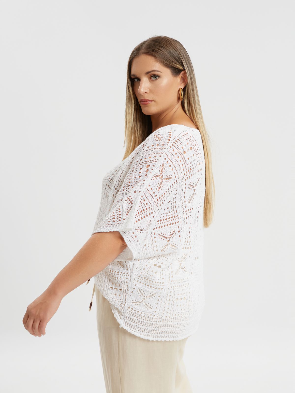Crochet open-front sweater