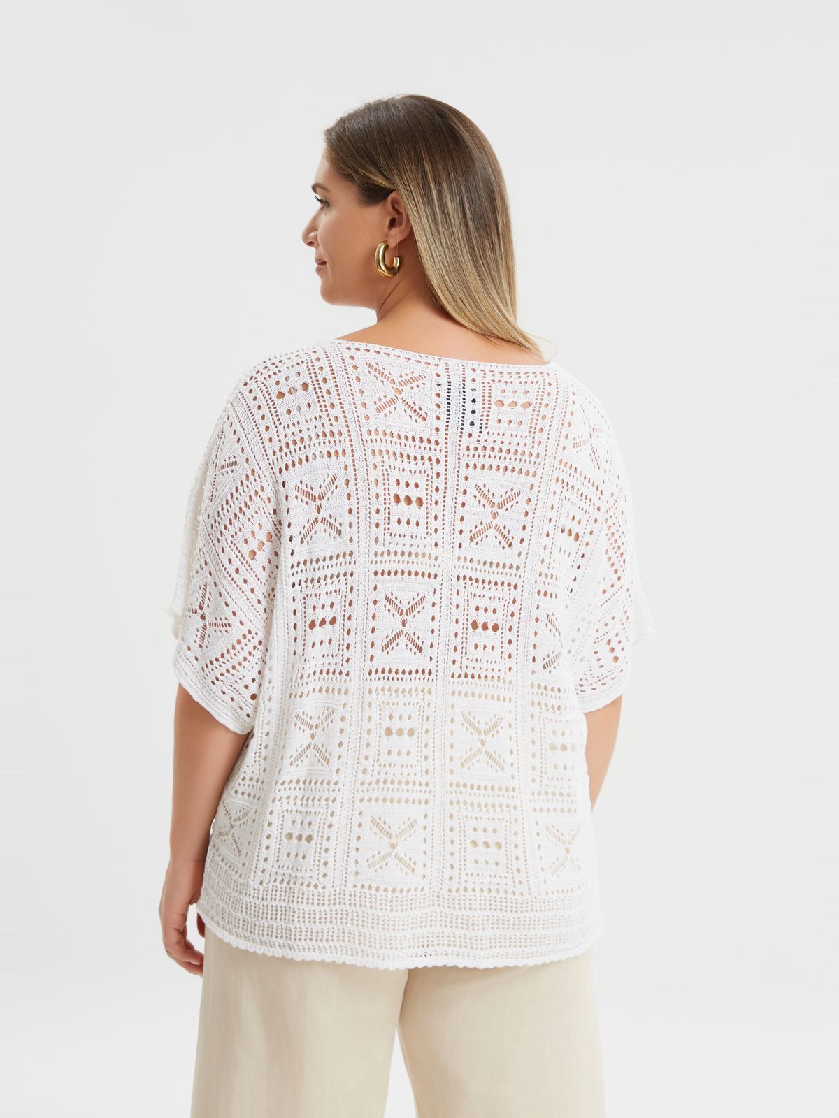 Crochet open-front sweater