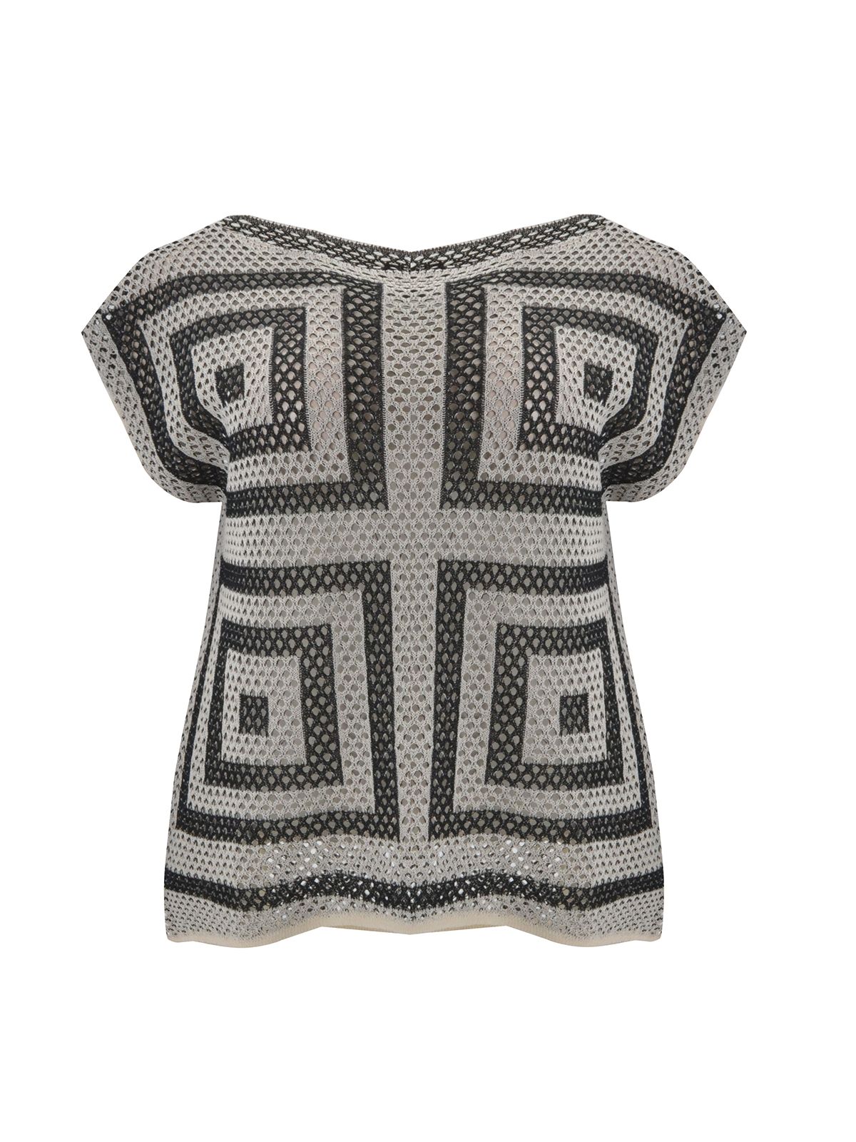 Geometric open-knit top