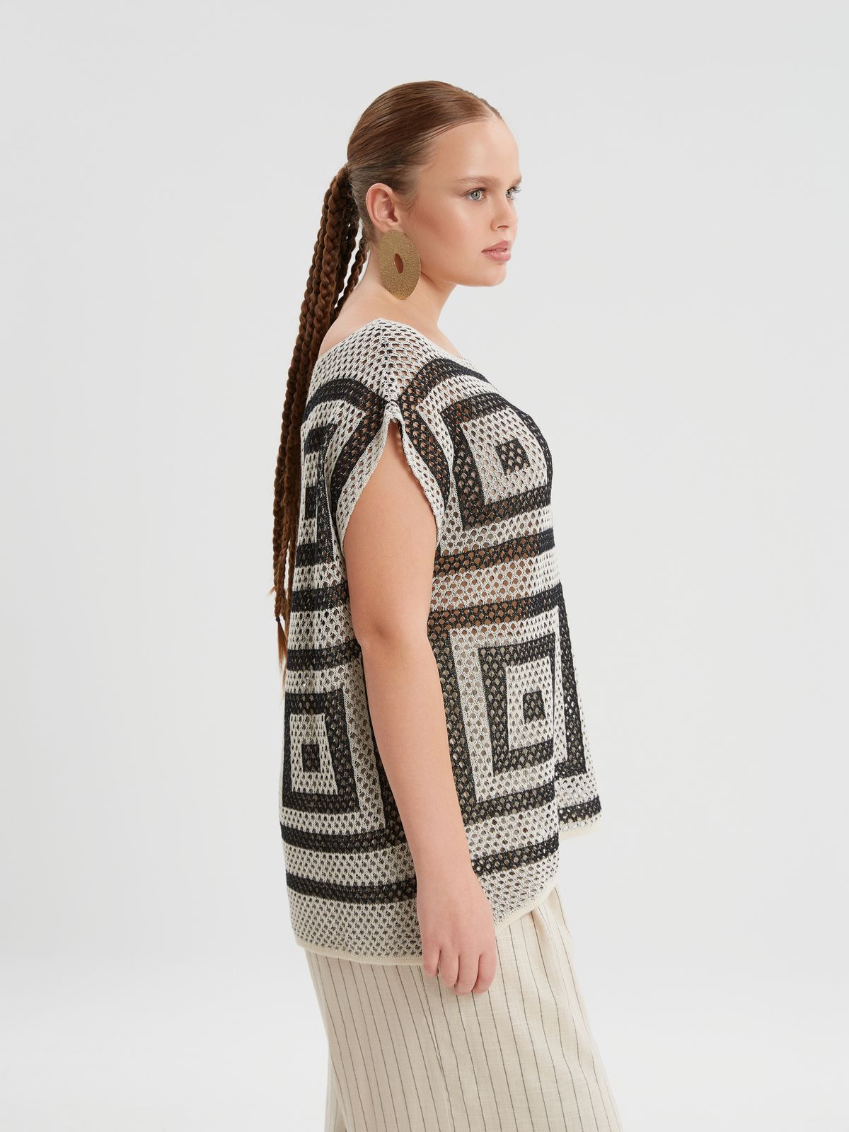 Geometric open-knit top