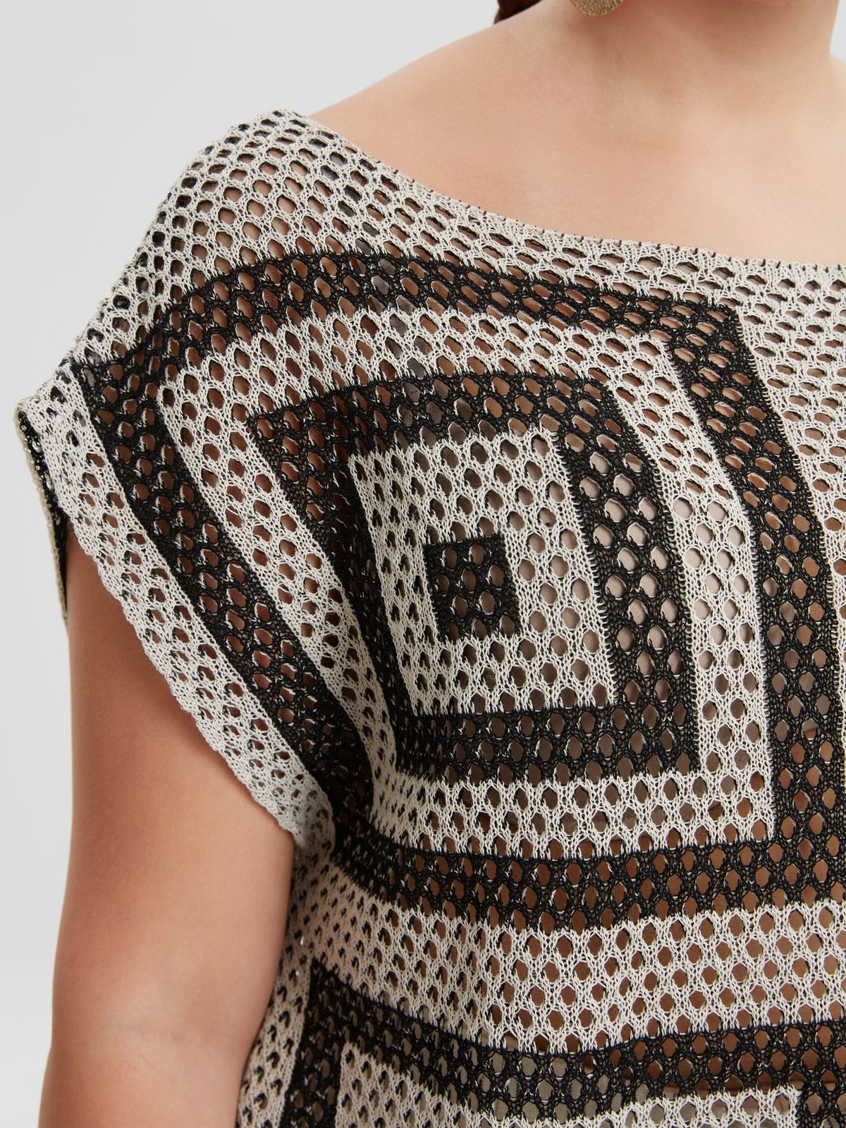 Geometric open-knit top