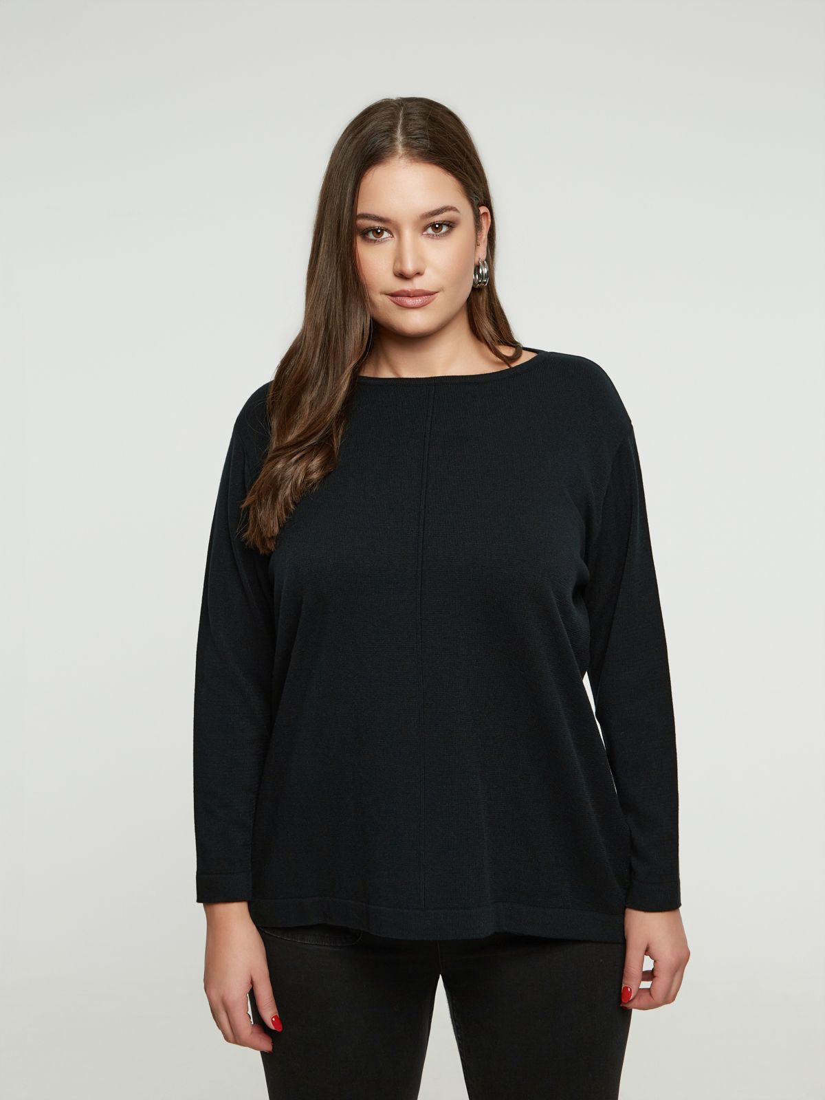 Basic knit jumper with front seam detail