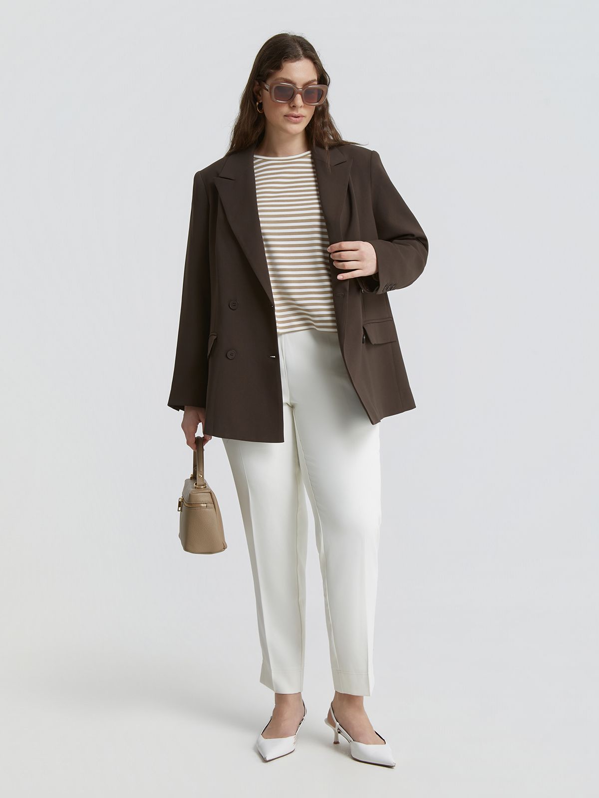 Striped long-sleeve viscose-blend top