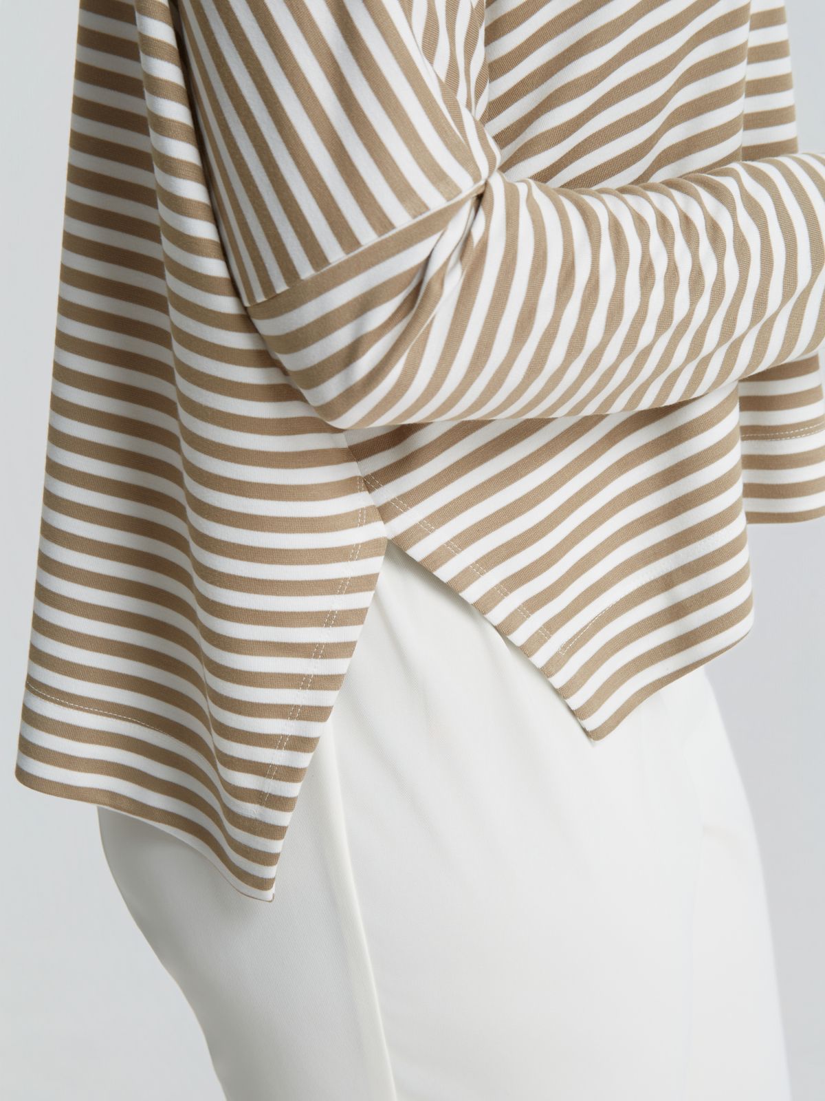 Striped long-sleeve viscose-blend top