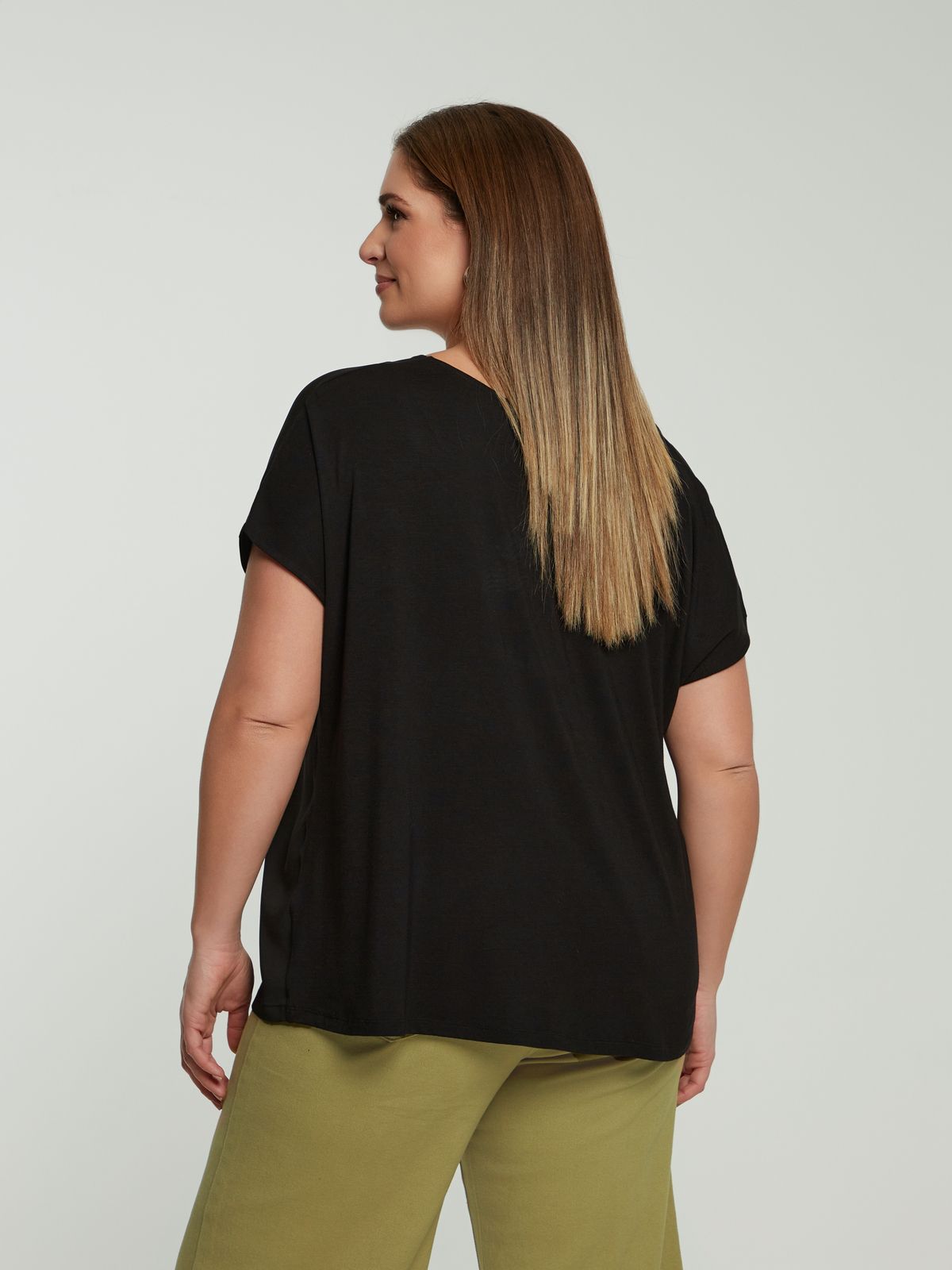 Satin V-neck pleated top
