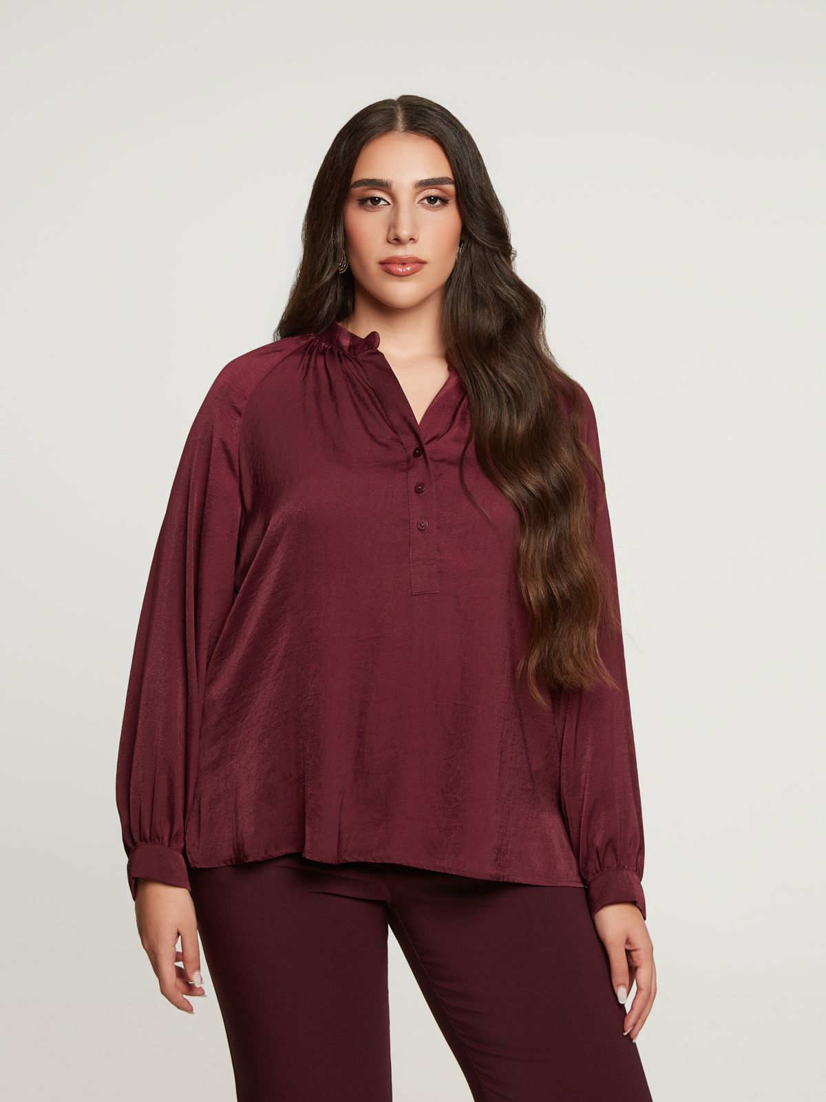Satin button-up blouse