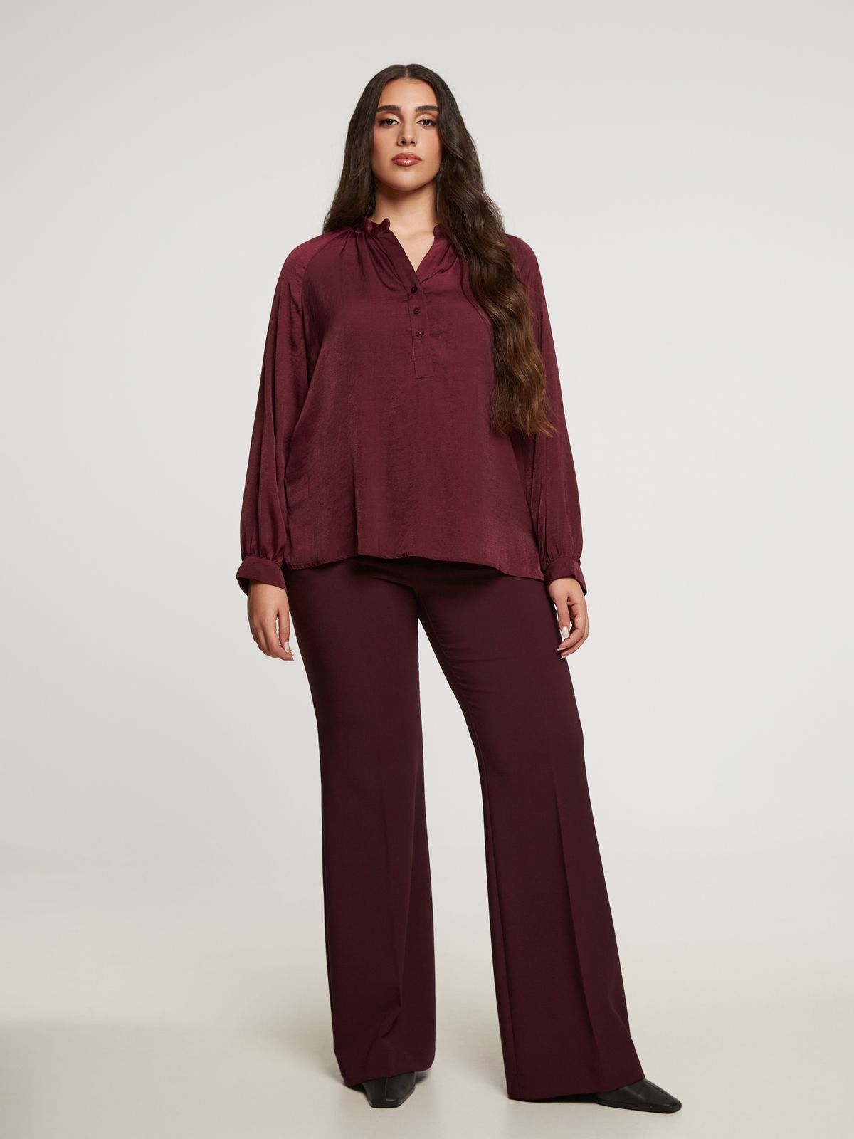 Satin button-up blouse