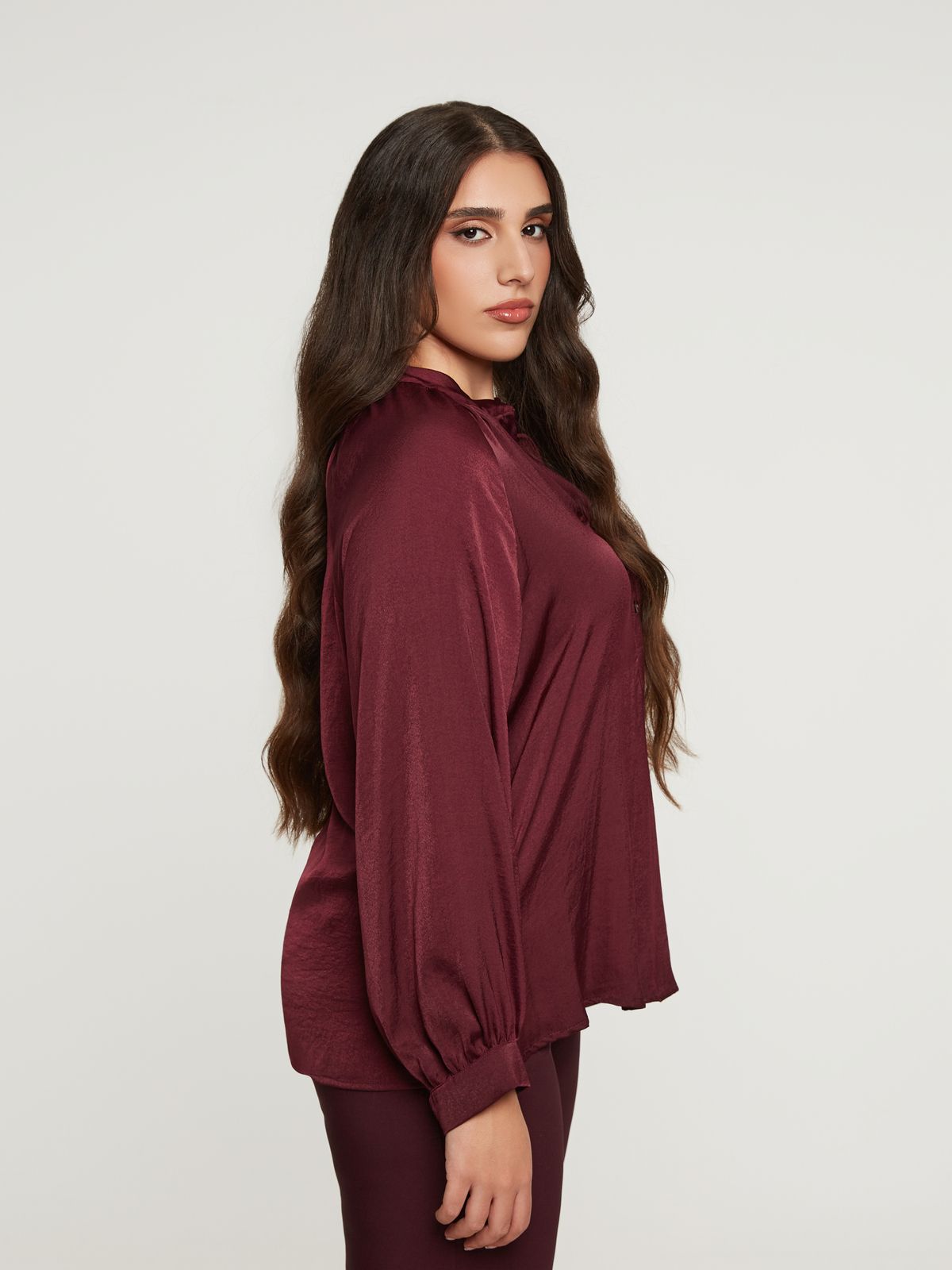 Satin button-up blouse