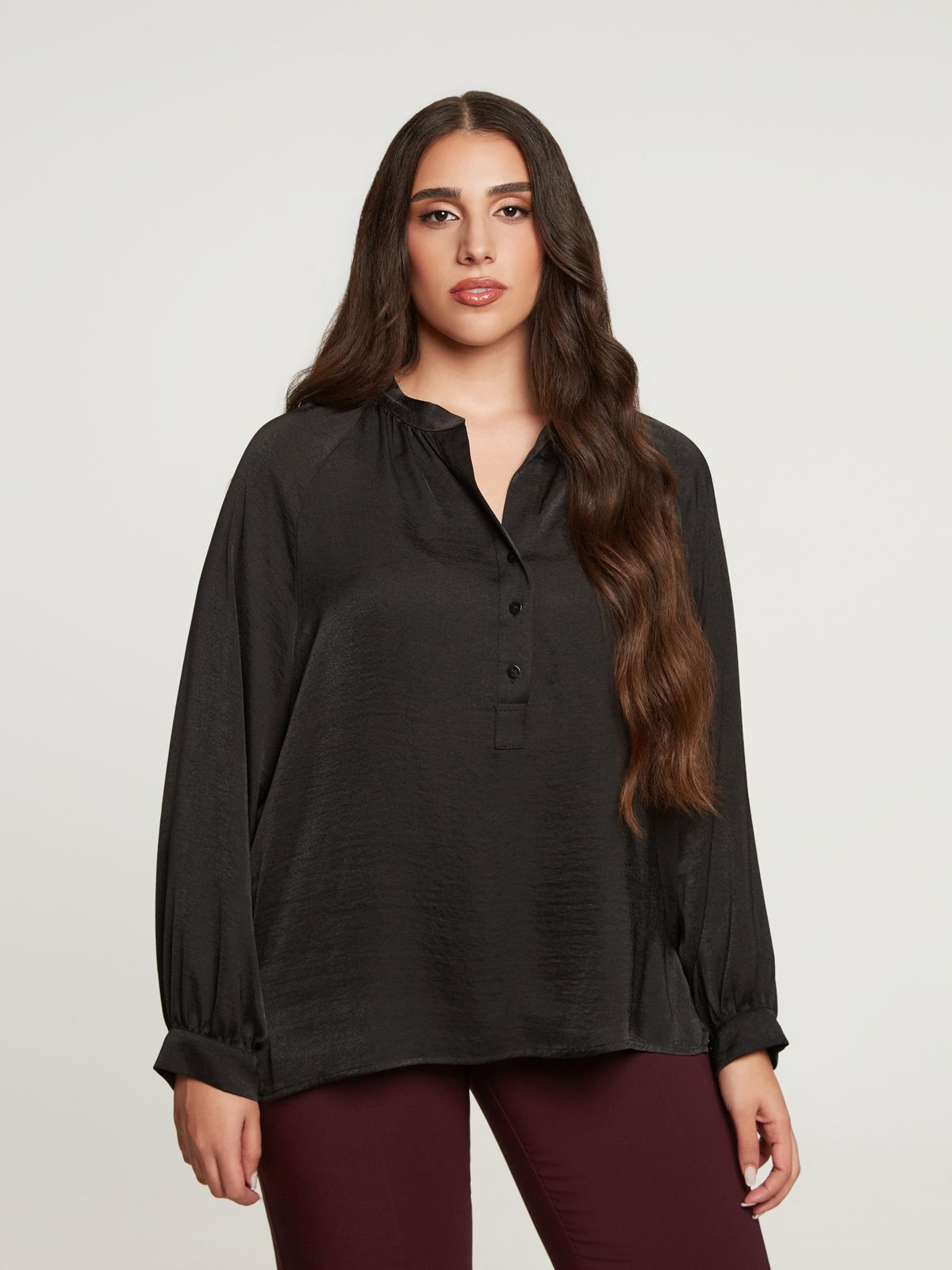 Satin button-up blouse