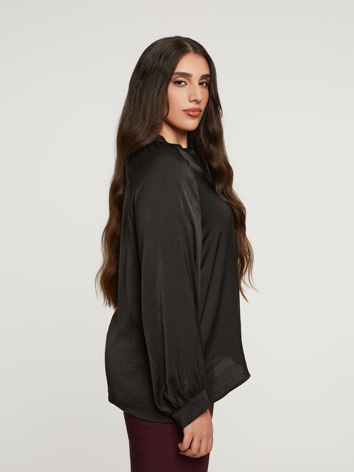 Satin button-up blouse