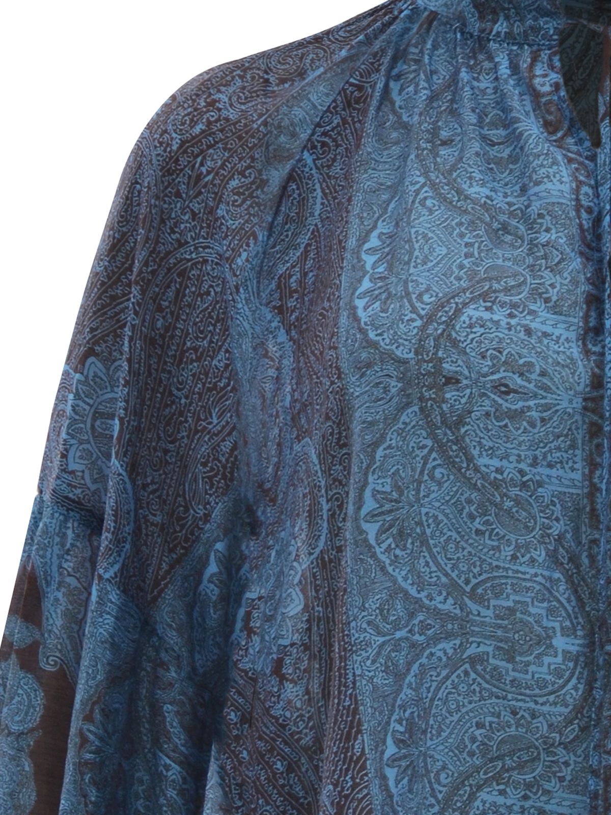Paisley blouse with balloon sleeves & tie neck