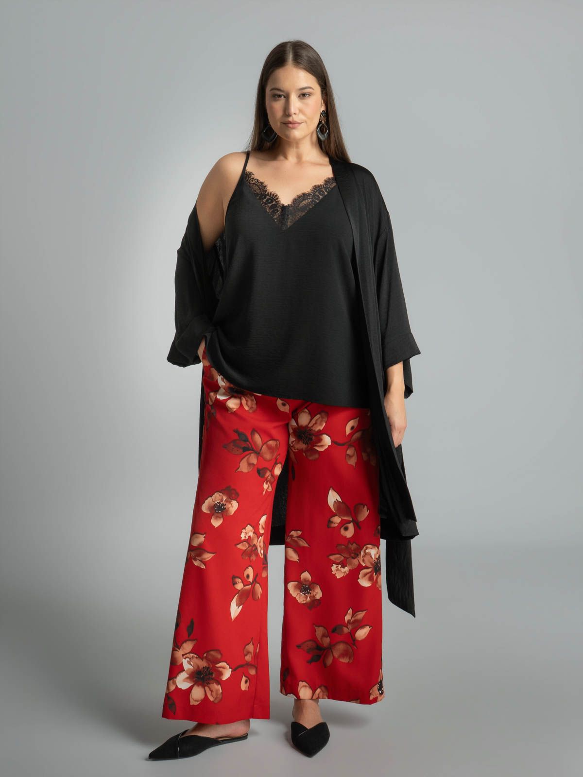 Camisole top with lace V-neck detail