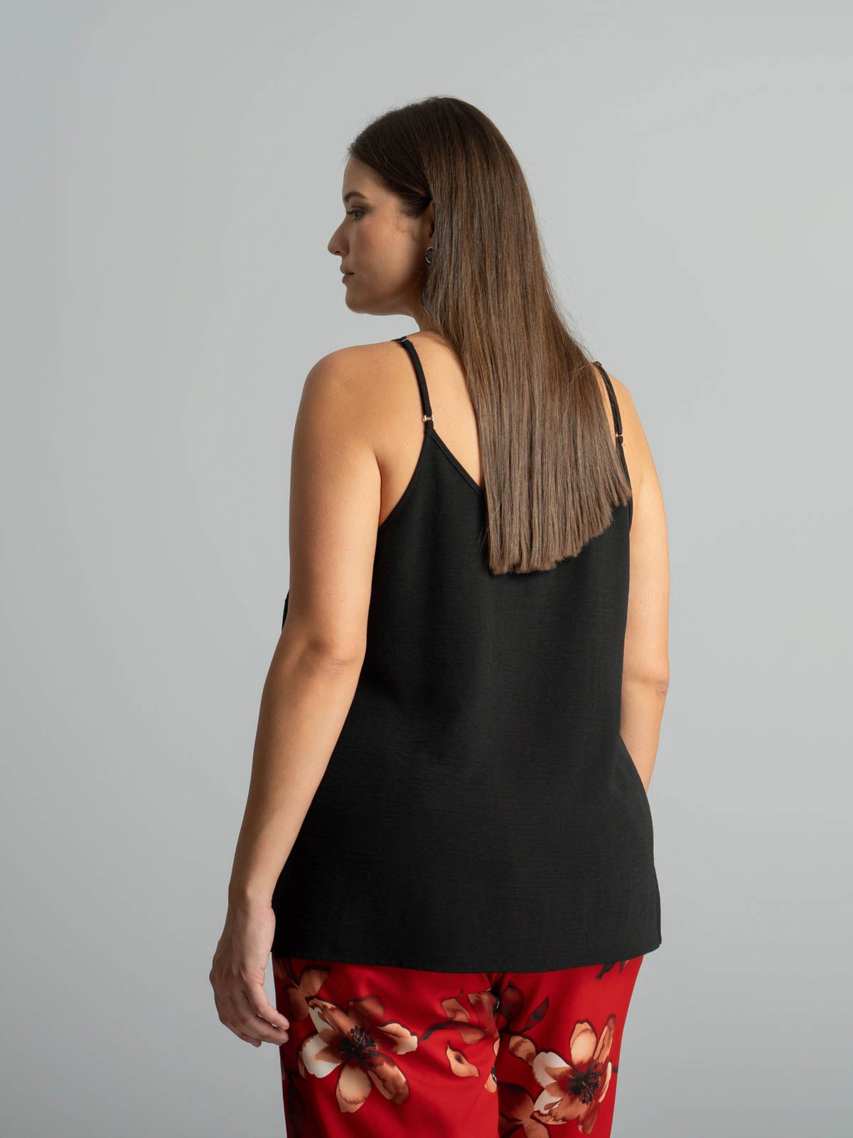 Camisole top with lace V-neck detail