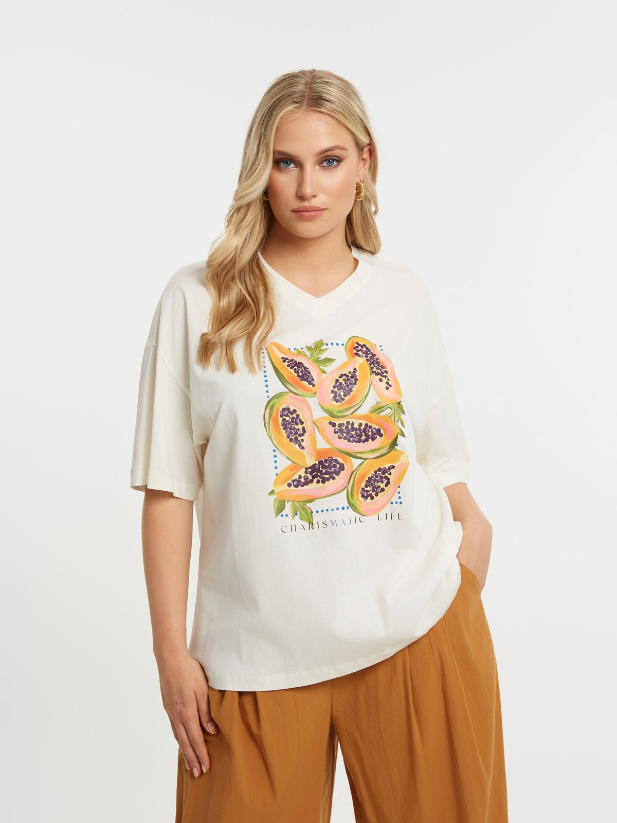 ΜΠΛΟΥΖΑ TSHIRT PAPAYA OFF WHITE