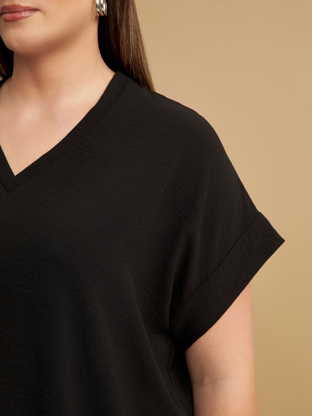 Short-sleeve V-neck blouse