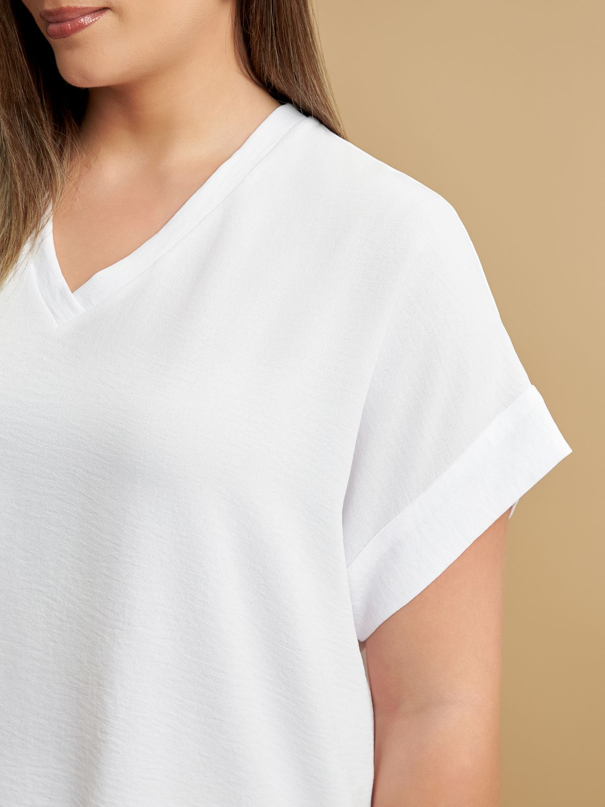 Short-sleeve V-neck blouse
