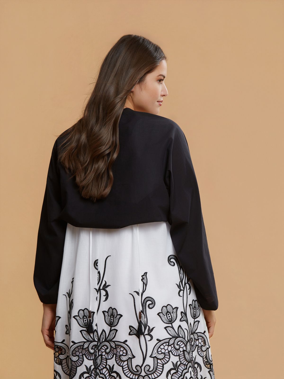 Cotton bolero with flowing sleeves
