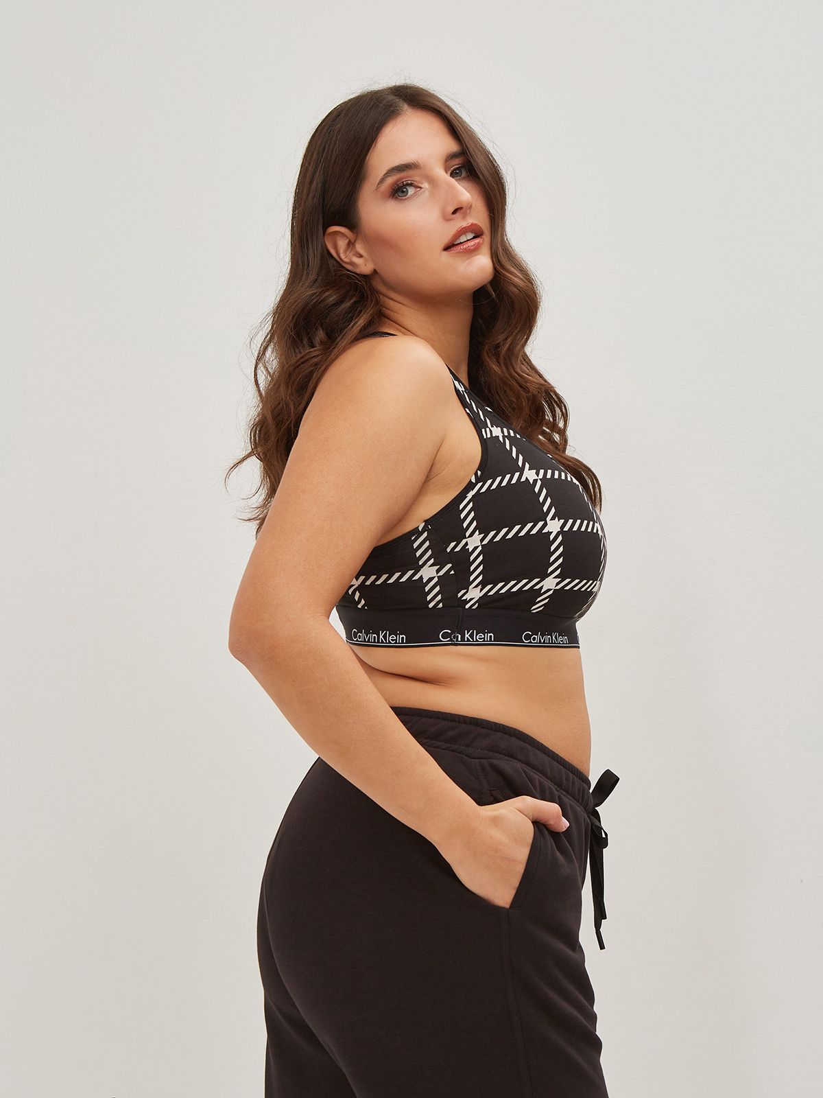 CALVIN KLEIN | Unlined Bralette Check Print