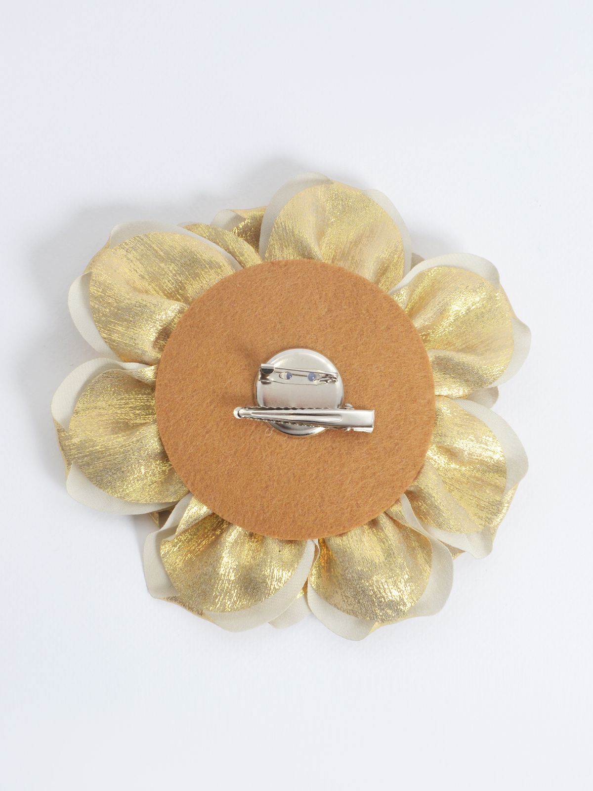 Handmade metallic flower brooch