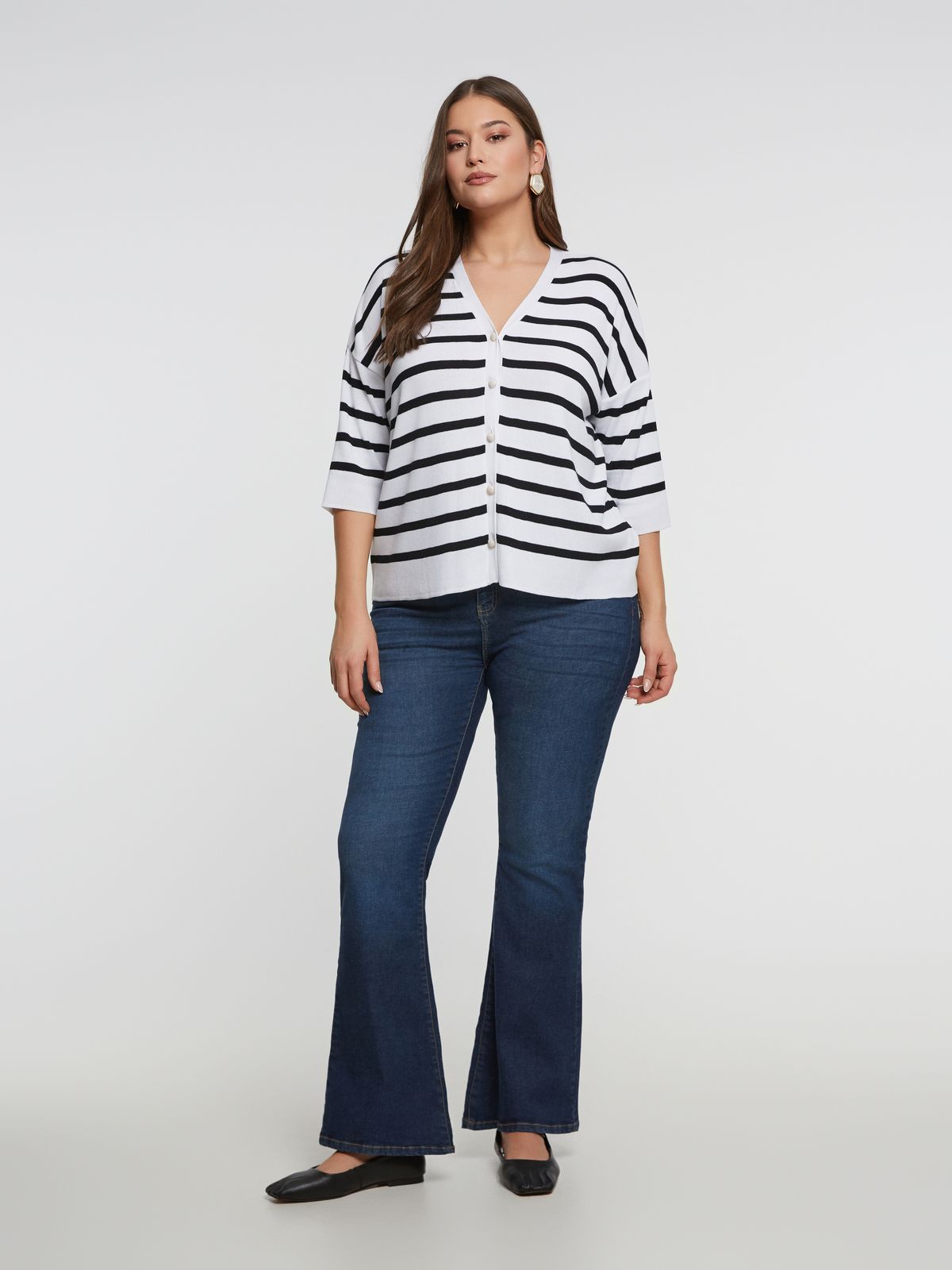 Nautical striped knit cardigan