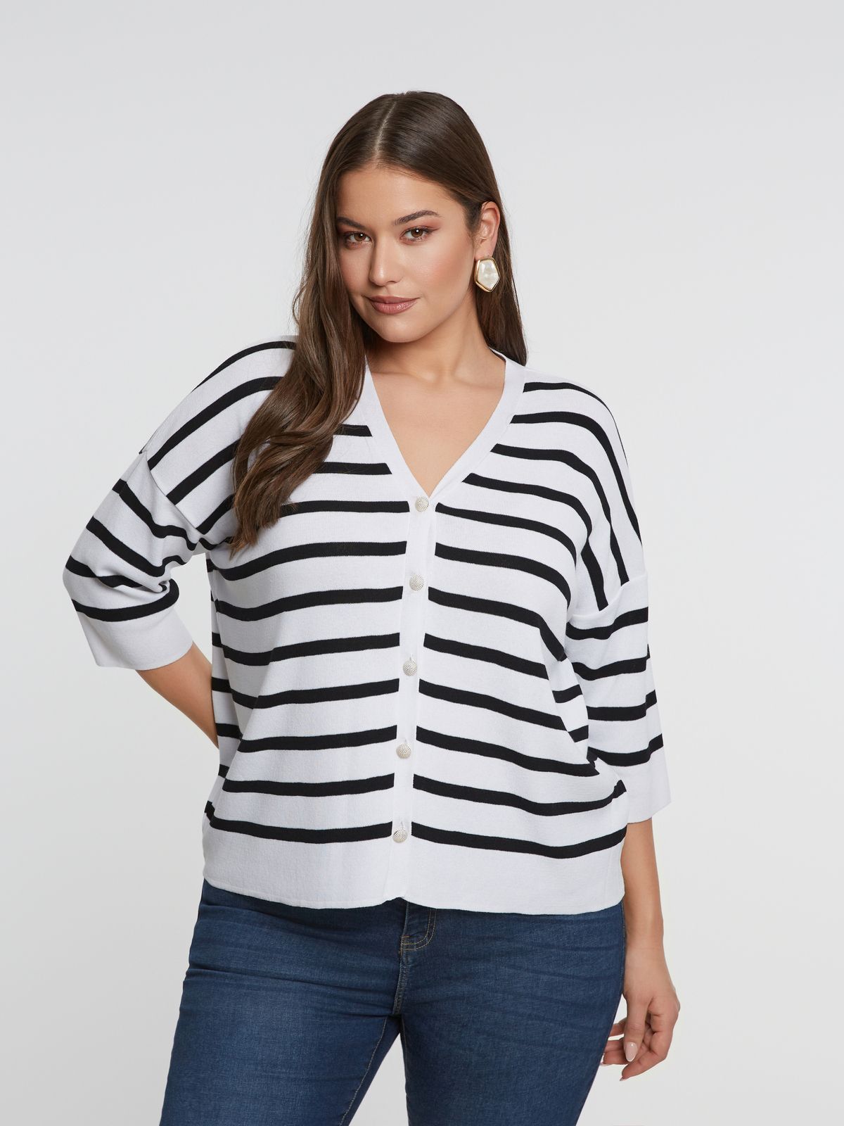 Nautical striped knit cardigan